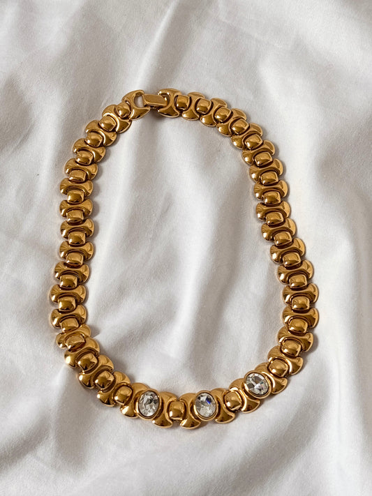 Vintage Braided Necklace; Stone Detailed Necklace