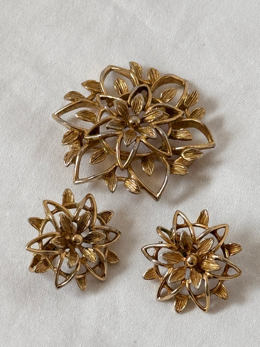 Sarah Coventry Flower Earrings and Brooch