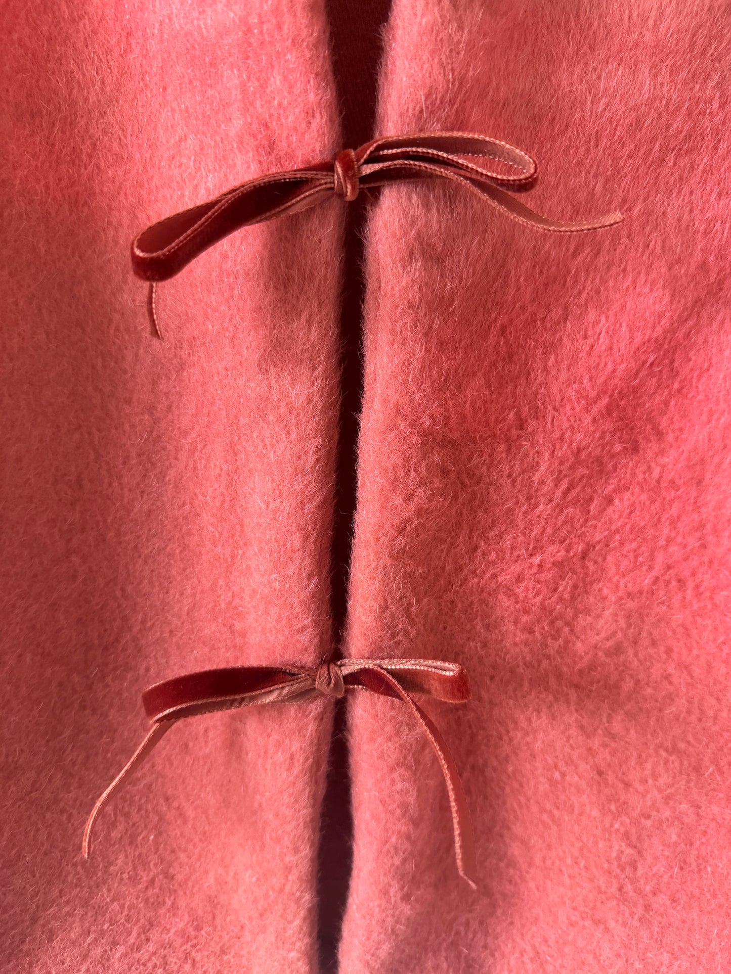 Candy Pink Mohair Vest with Velvet Ribbons