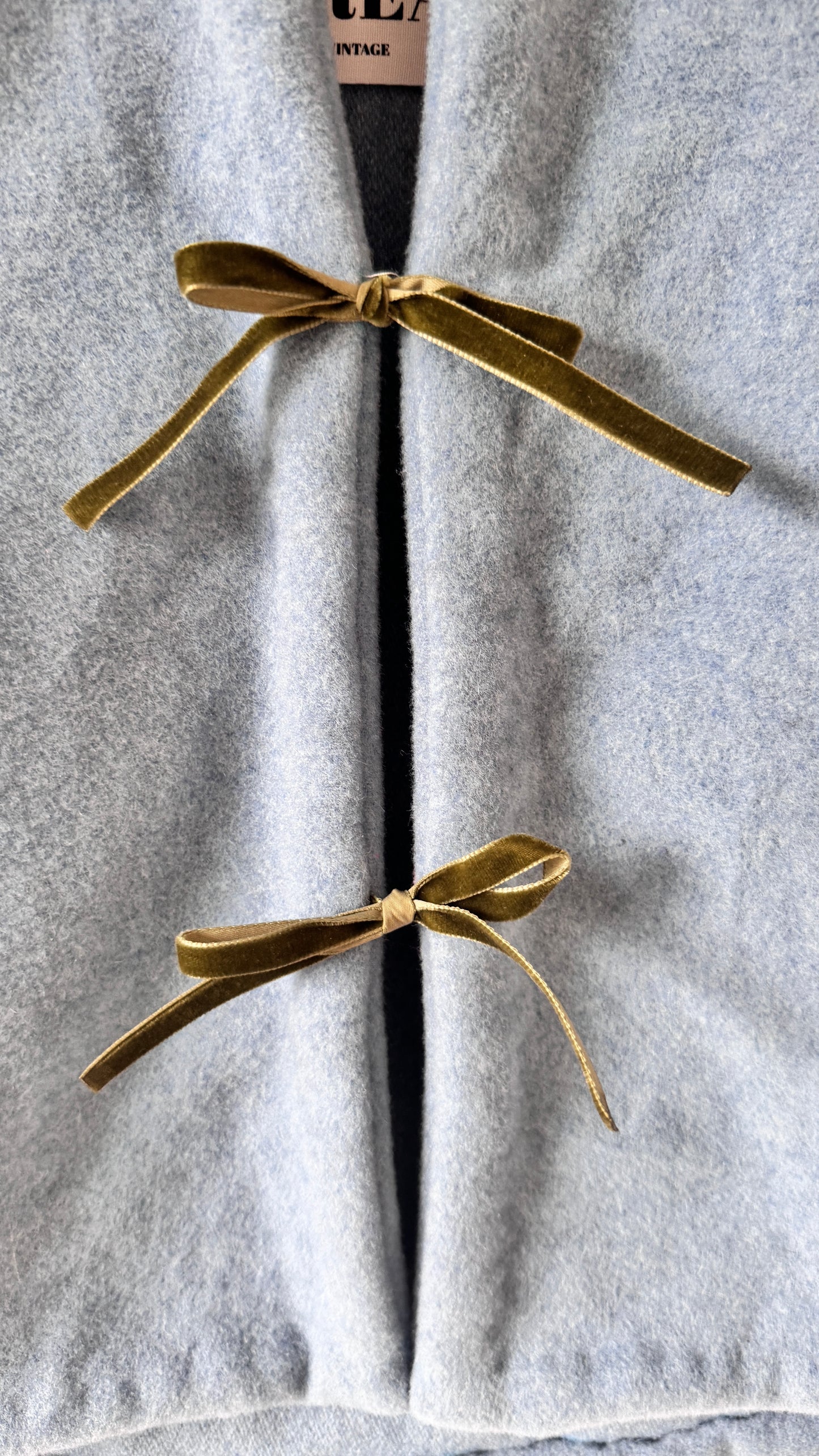 Blue Wool Vest with Velvet Ribbons