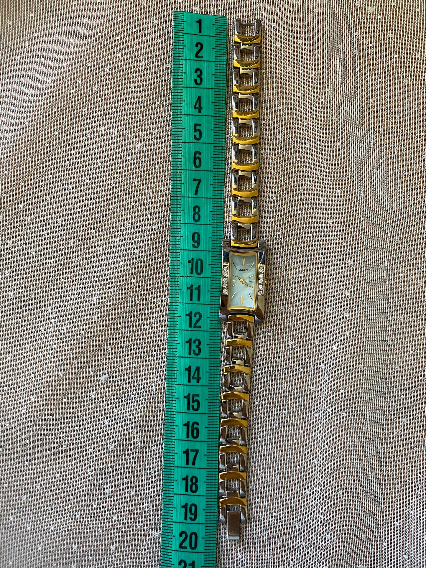 Rectangular Stone Watch; Vintage Gold Silver Tone Watch