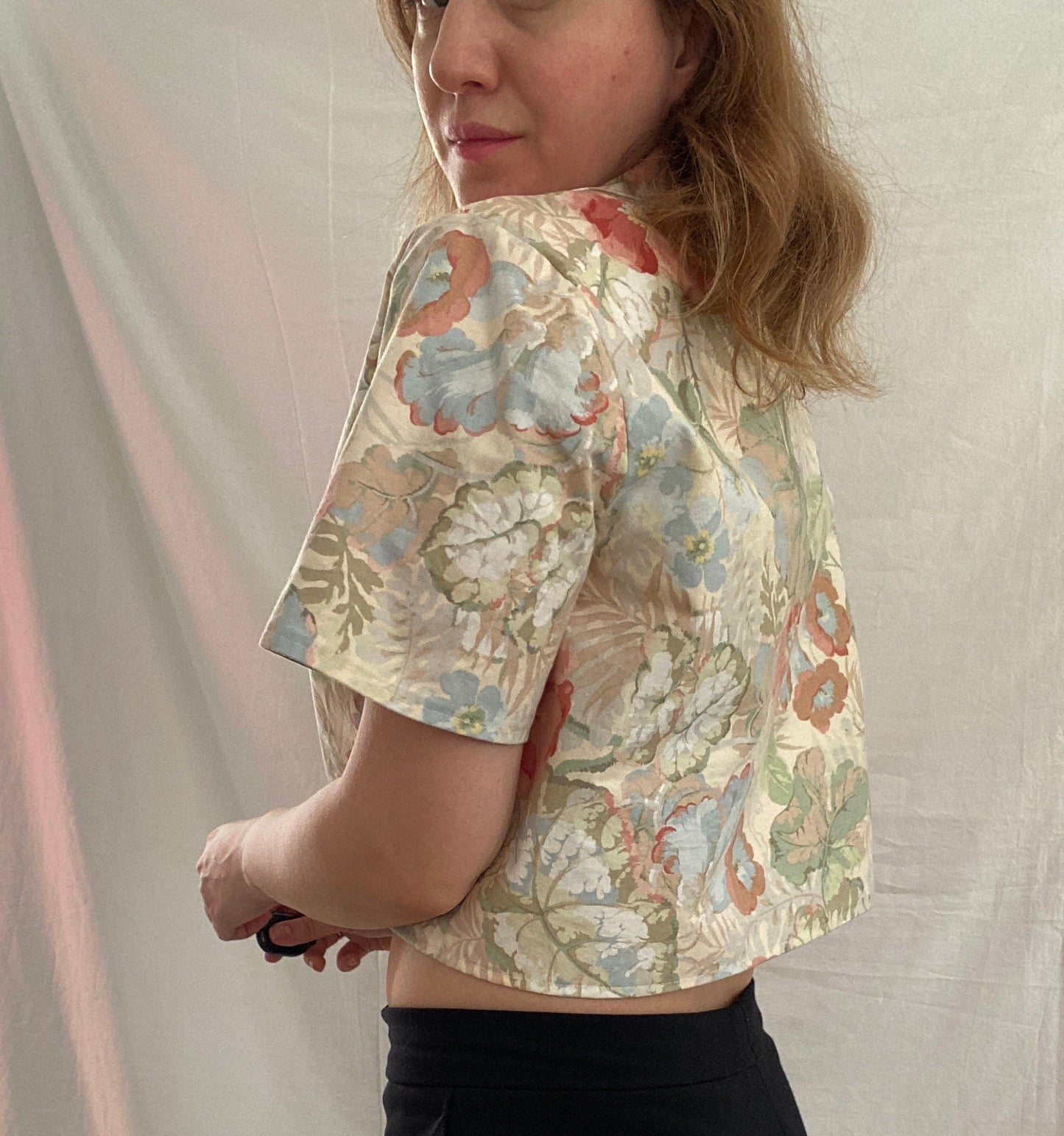 Reworked Floral Blouse; Upcyled Romantic Blouse
