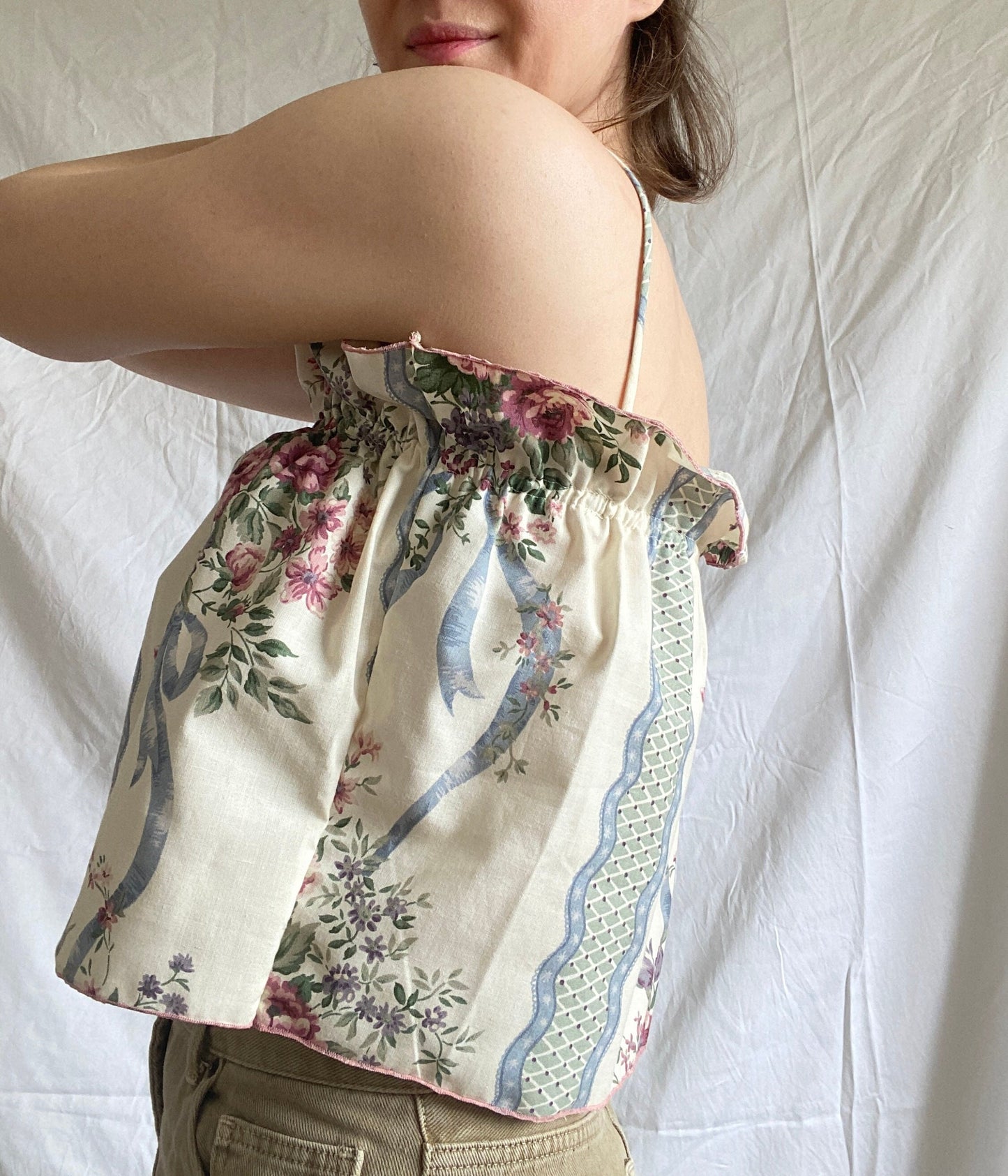 Reworked Floral Blouse; Upcycled Blouse