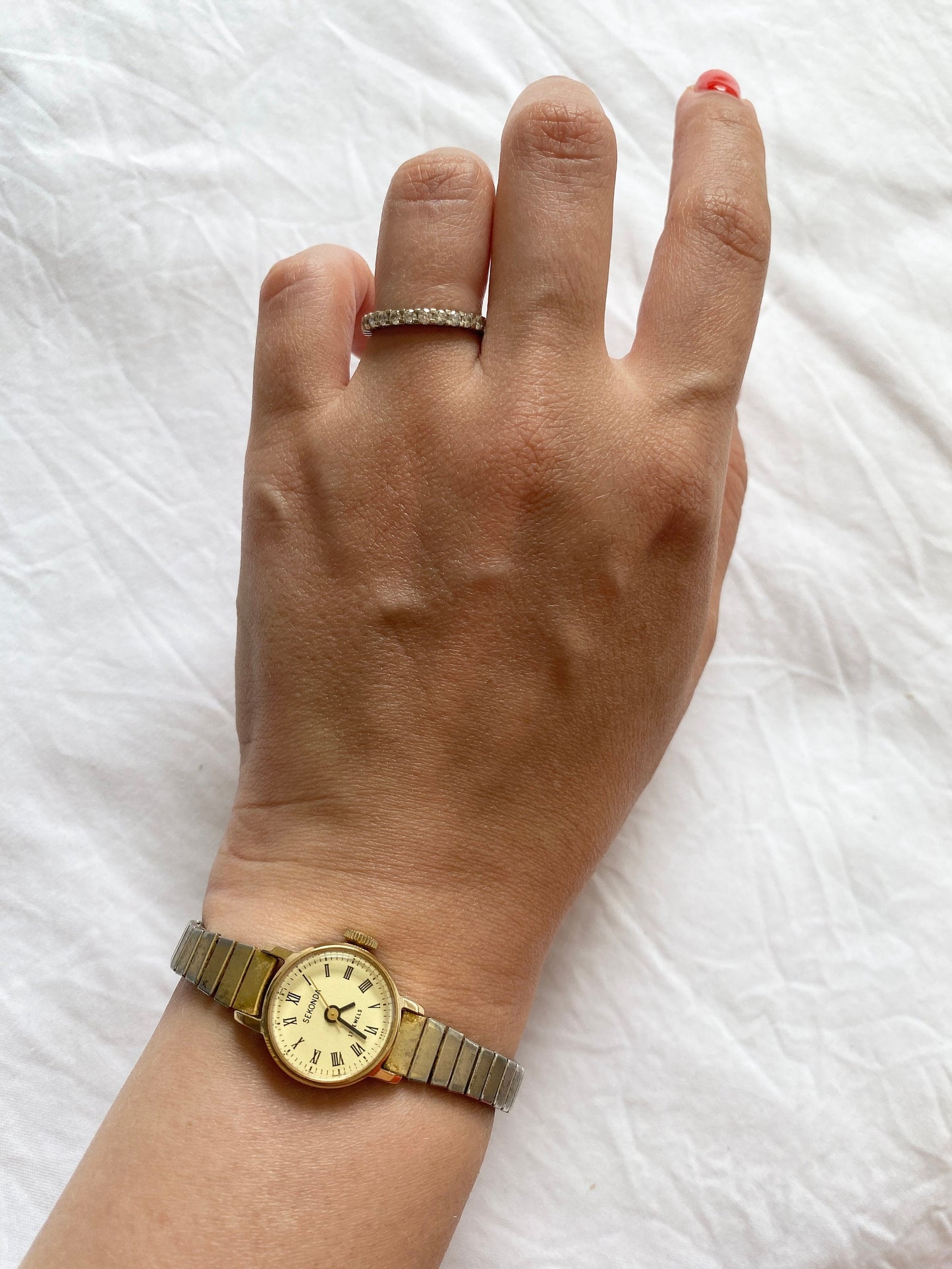 70s Roman Numeral Watch; Elasticated Watch; Mechanical Watch