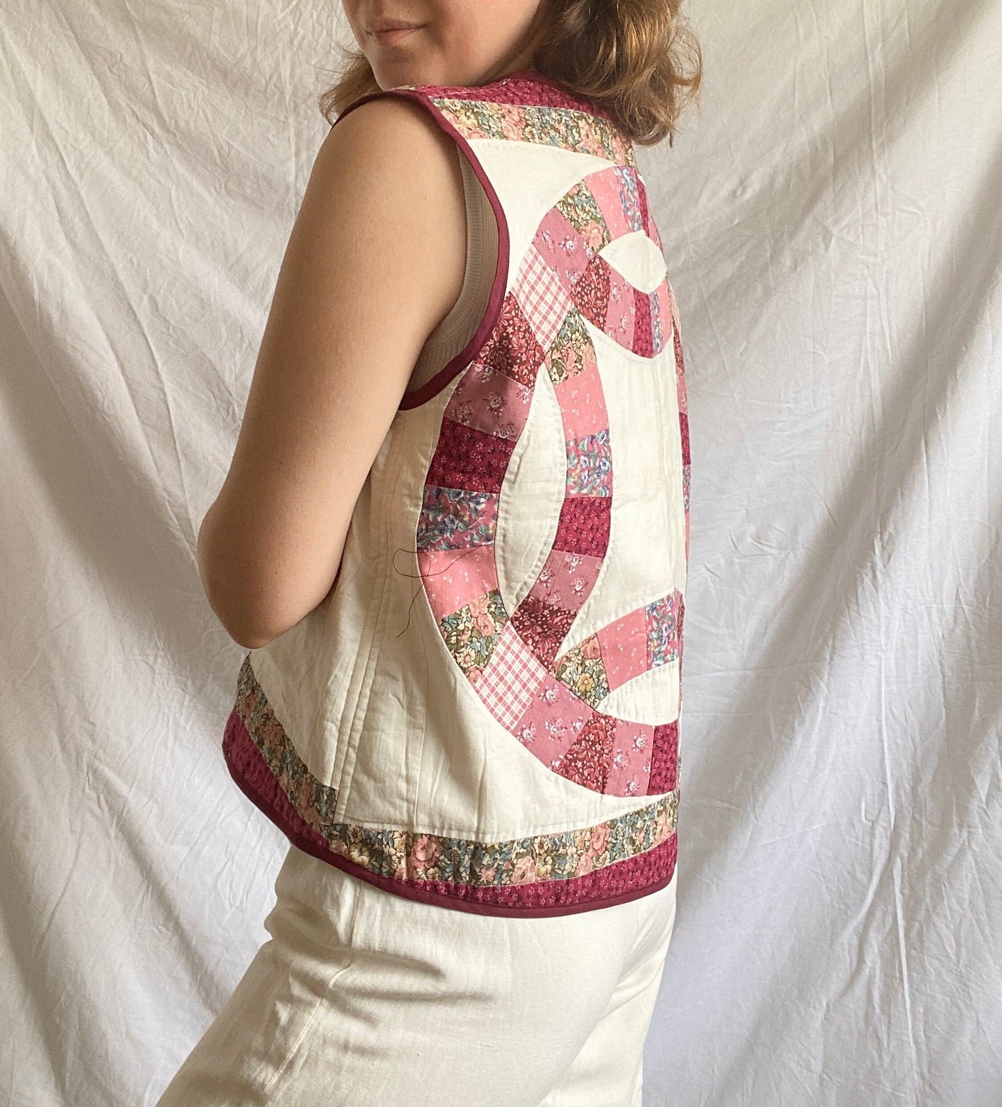 Reworked Quilted Vest; Upcycled Floral Quilted Vest