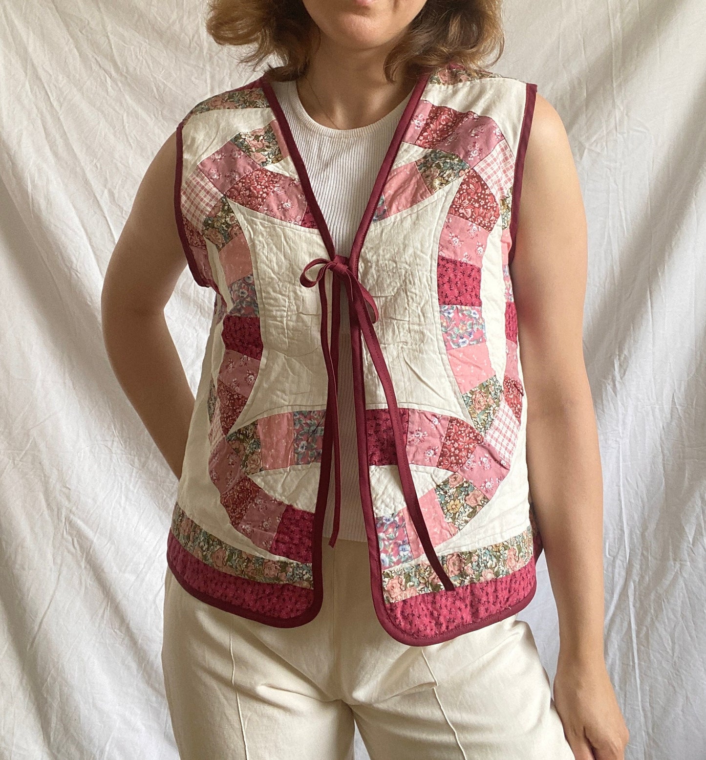 Reworked Quilted Vest; Upcycled Floral Quilted Vest