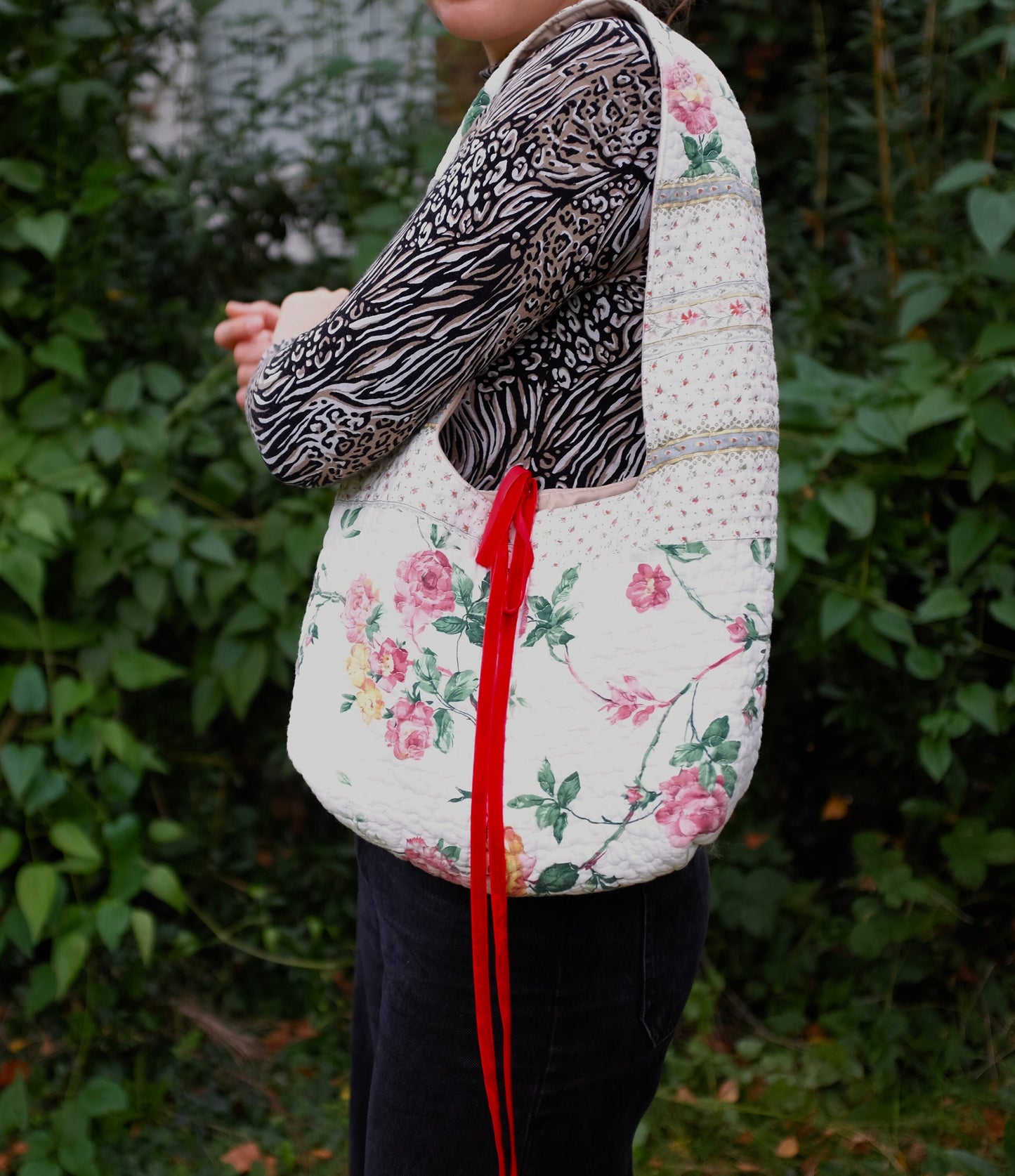 Quilted Floral Upcycled Bag; One Of A Kind Bag