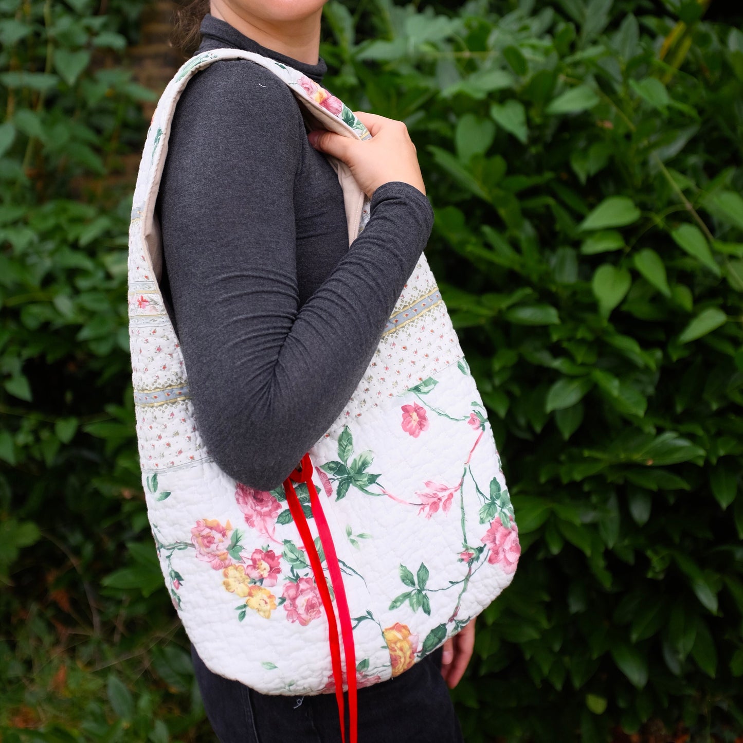 Quilted Floral Upcycled Bag; One Of A Kind Bag