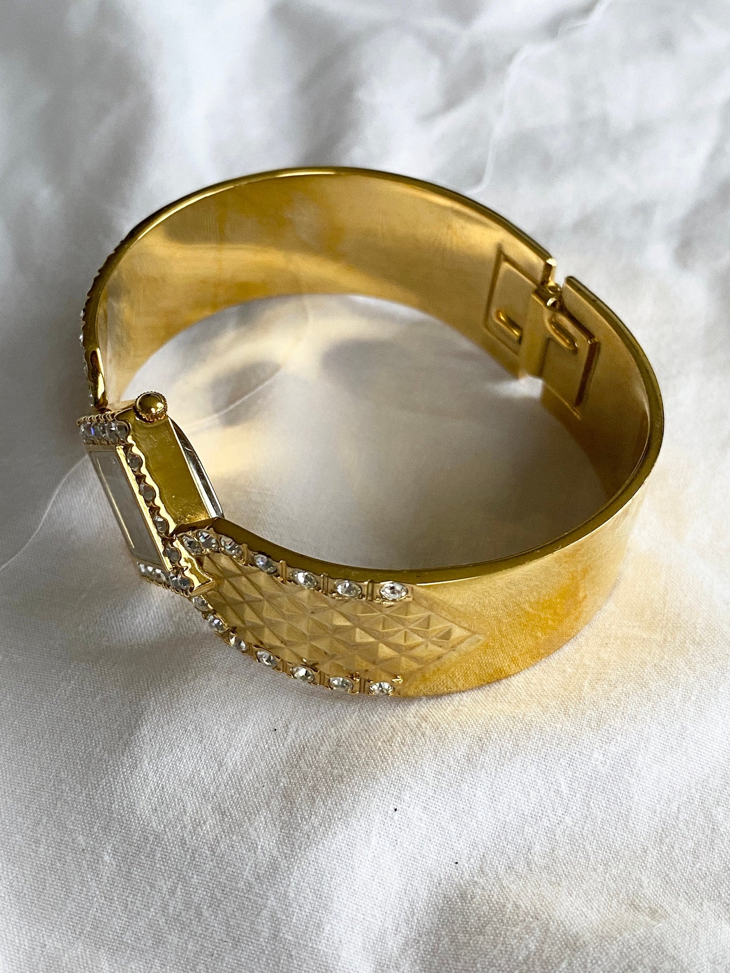 Vintage Bracelet Watch; Square Stone Watch