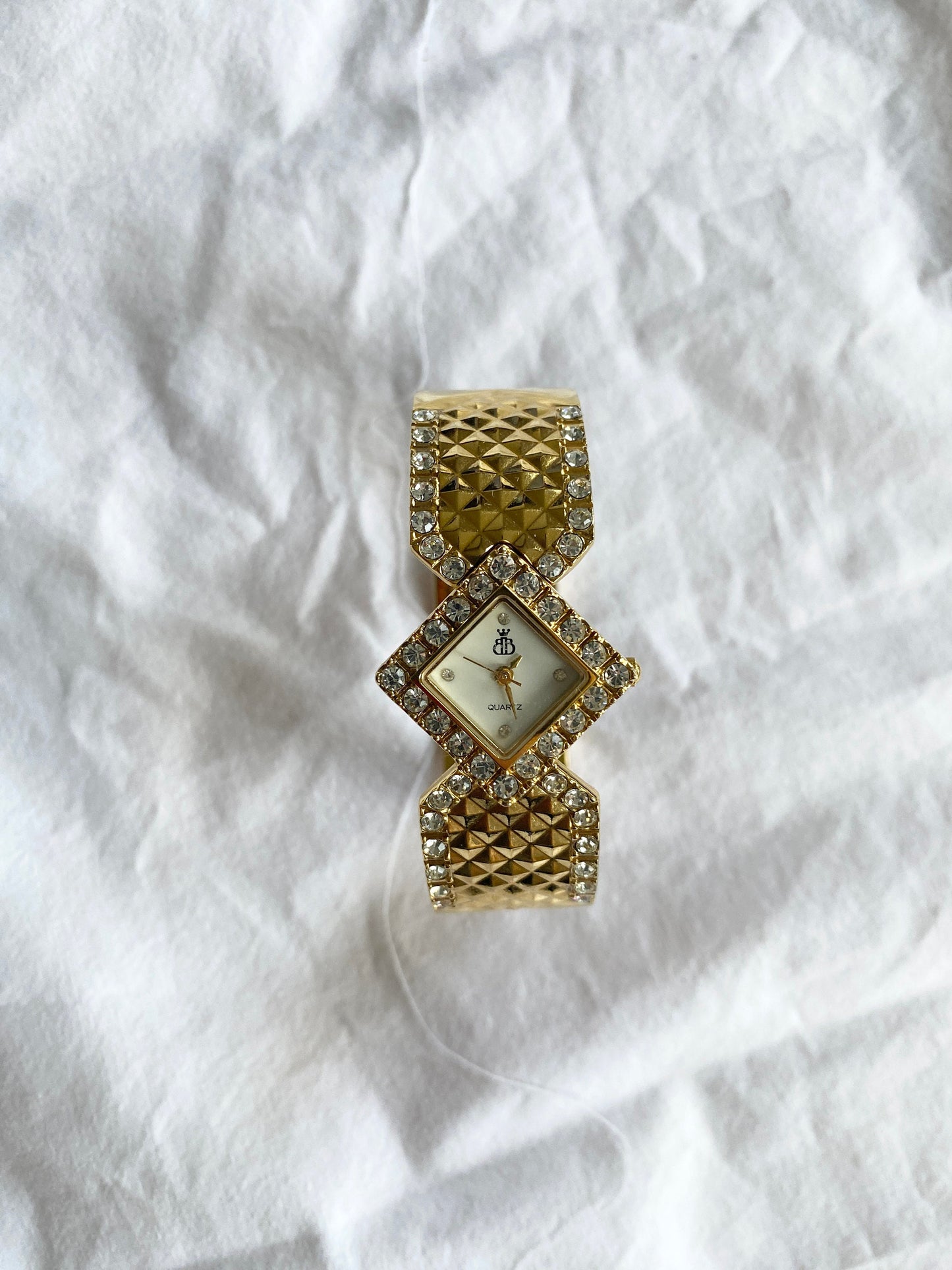 Vintage Bracelet Watch; Square Stone Watch