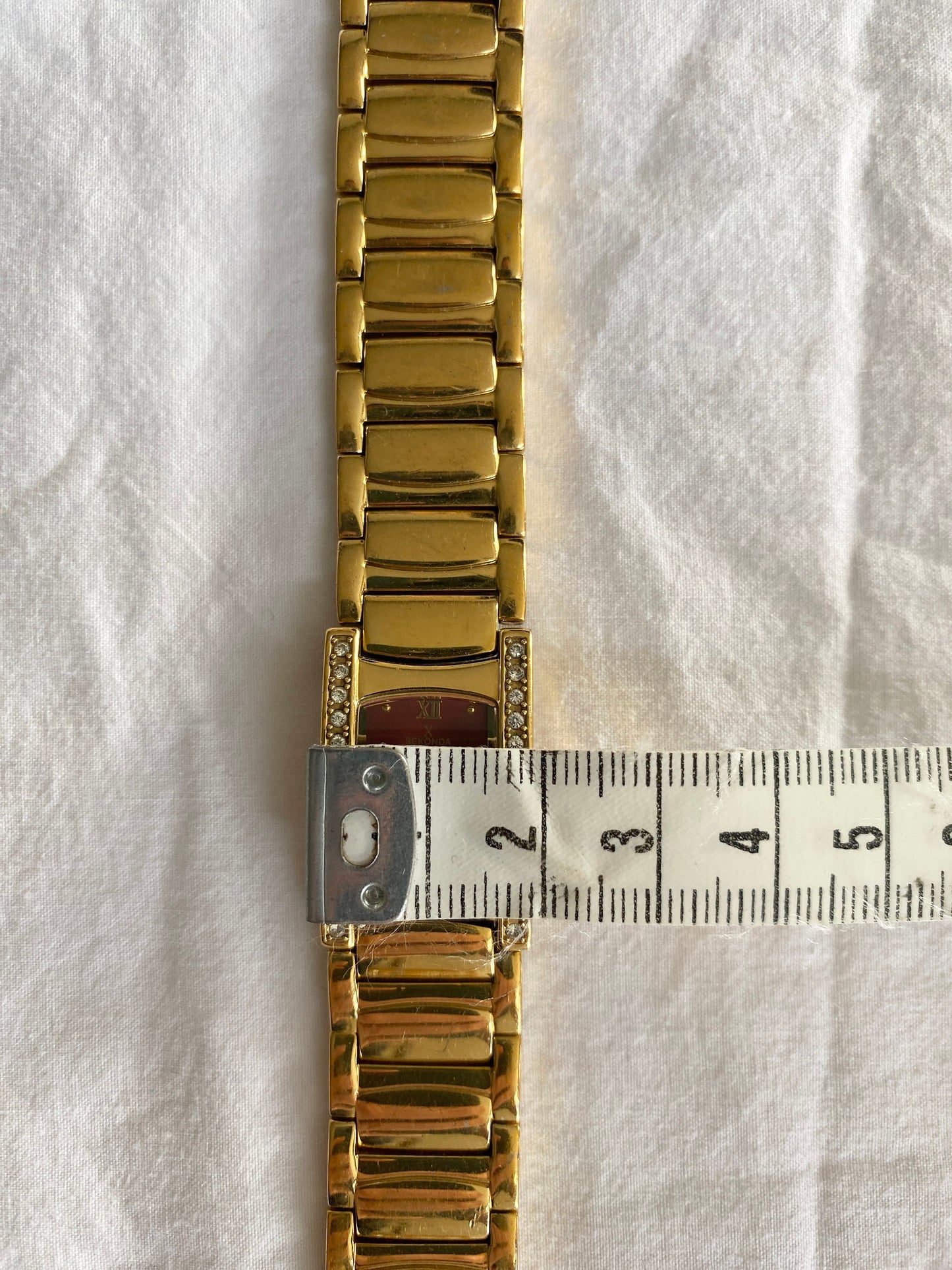 Vintage Rectangular Roman Numeral Watch; Red Chunky Stone Watch