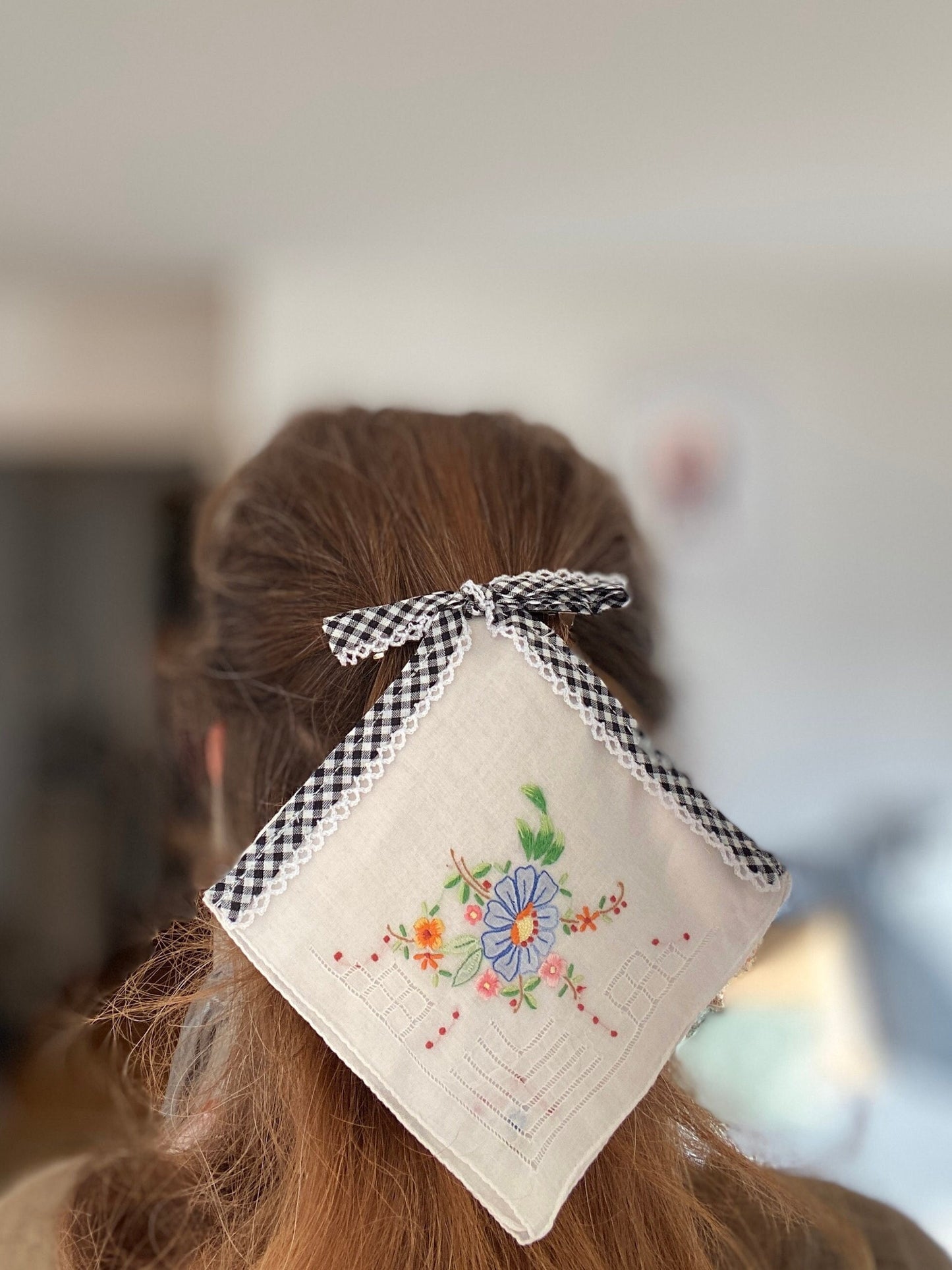 Upcycled Handkerchief Hair Bows; Reworked Vintage Hankies