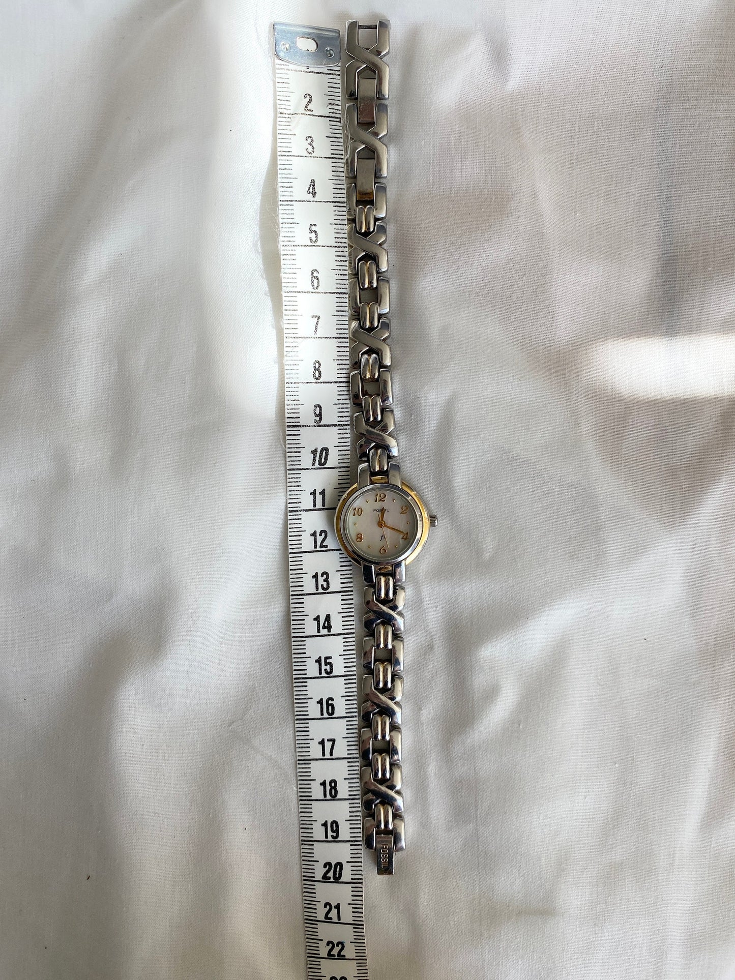 Vintage Bracelet Watch; Two Tone Fossil Oval Watch