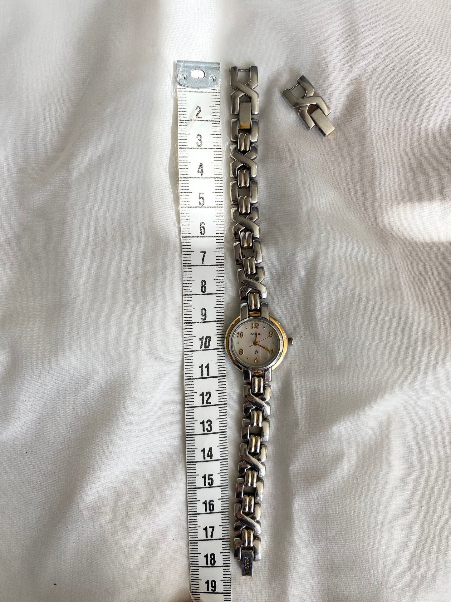 Vintage Bracelet Watch; Two Tone Fossil Oval Watch