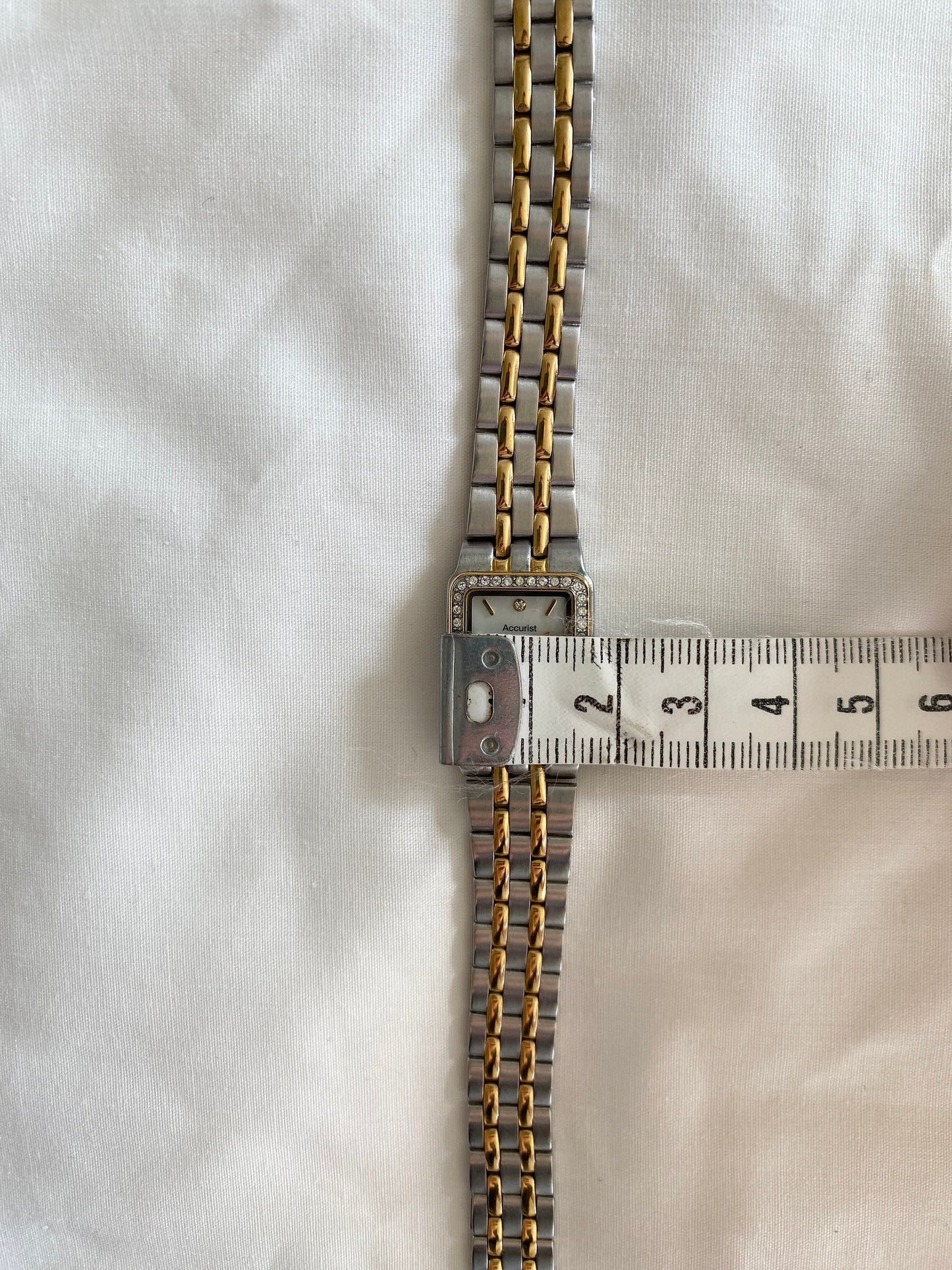 Stone Square Watch; Vintage Two Tone Watch