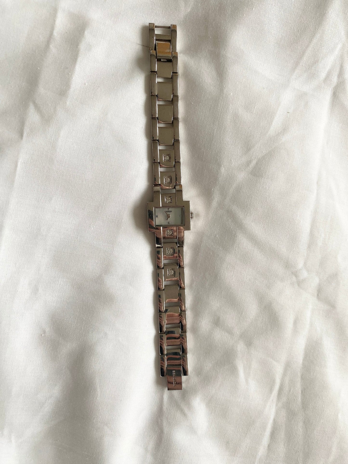 Stone Square Watch; Vintage Silver Stone Watch