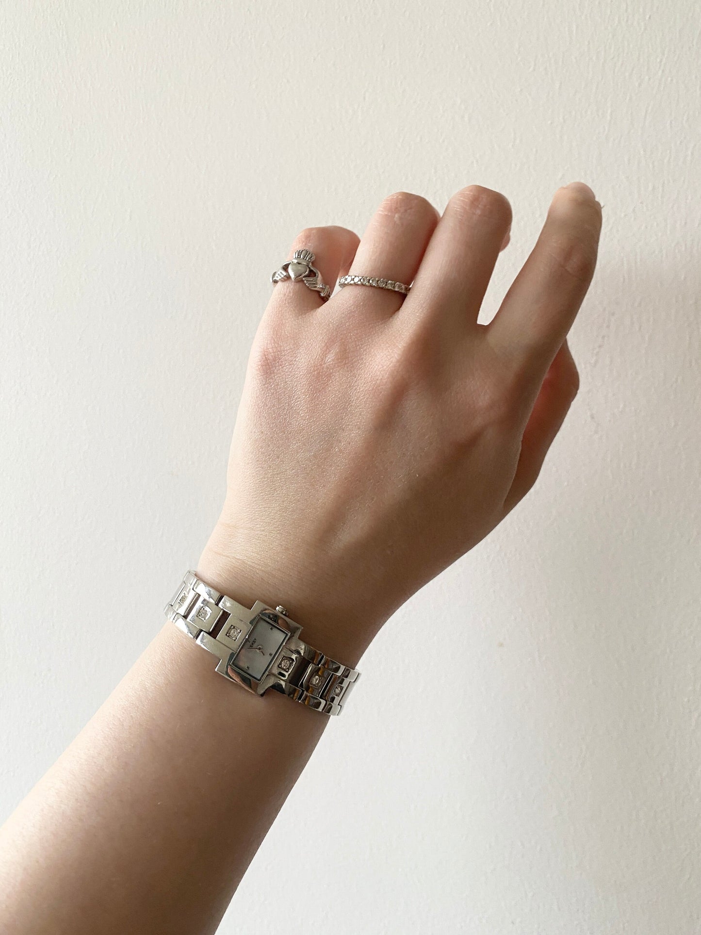 Stone Square Watch; Vintage Silver Stone Watch