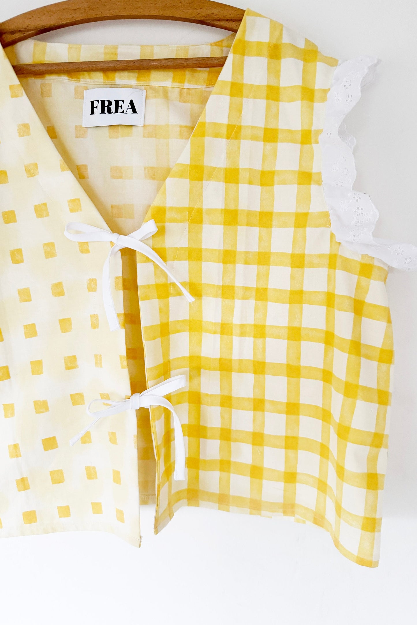 Reworked Sleeveless Top; Gingham Frilled Blouse