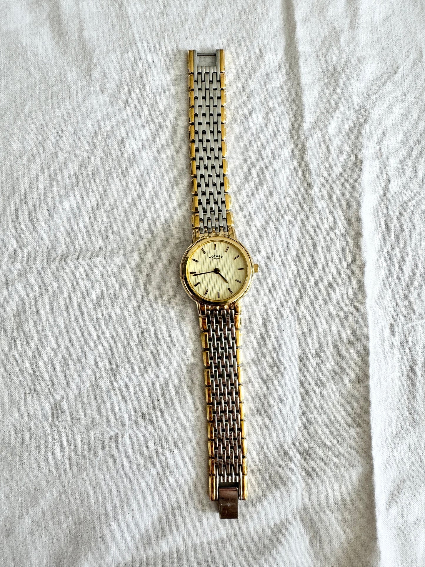 Vintage Two Tone Watch; Rotary Oval Wristwatch