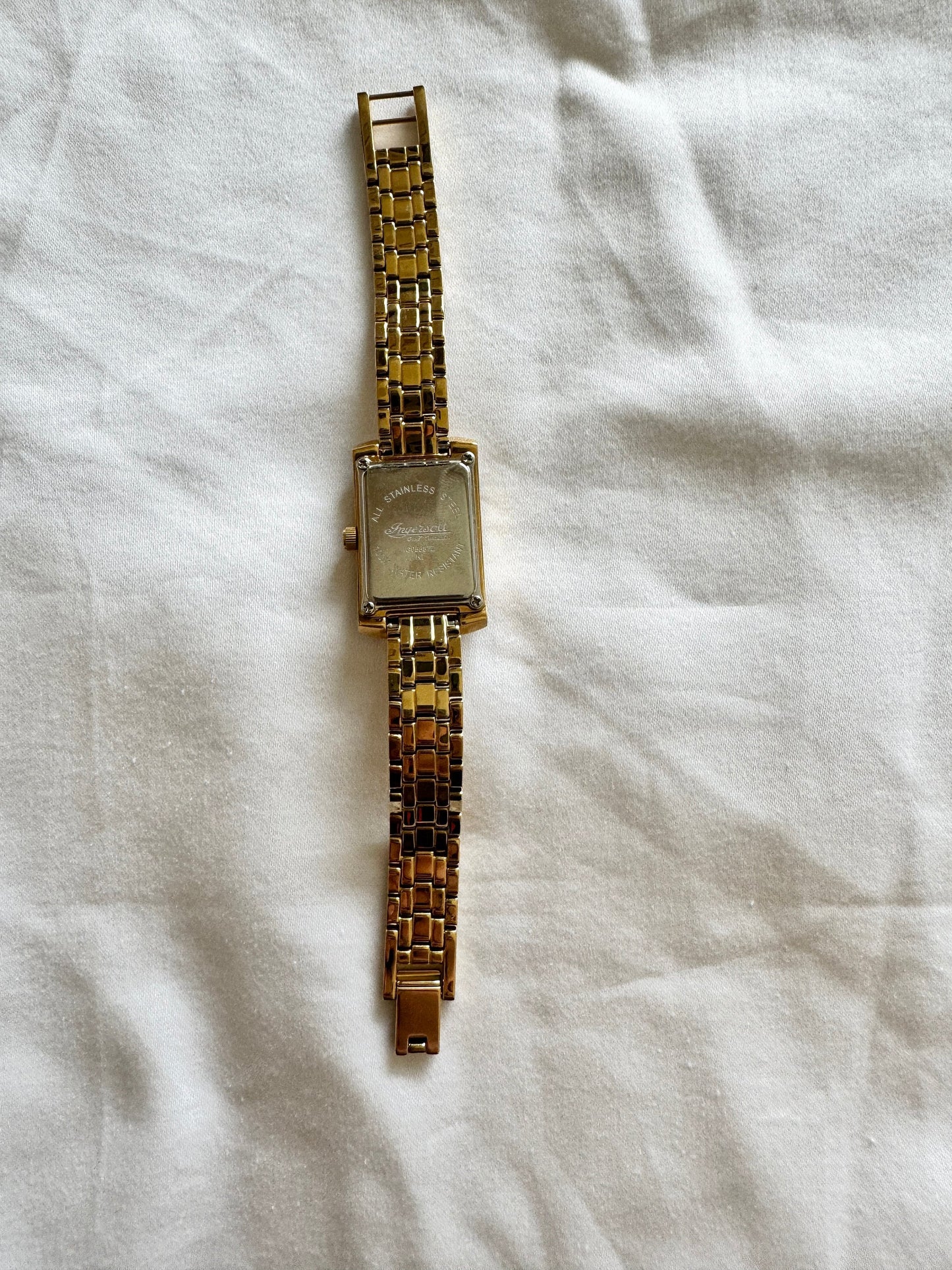 Vintage Roman Number Watch; Ingersoll Stone Watch; Rectangular Watch