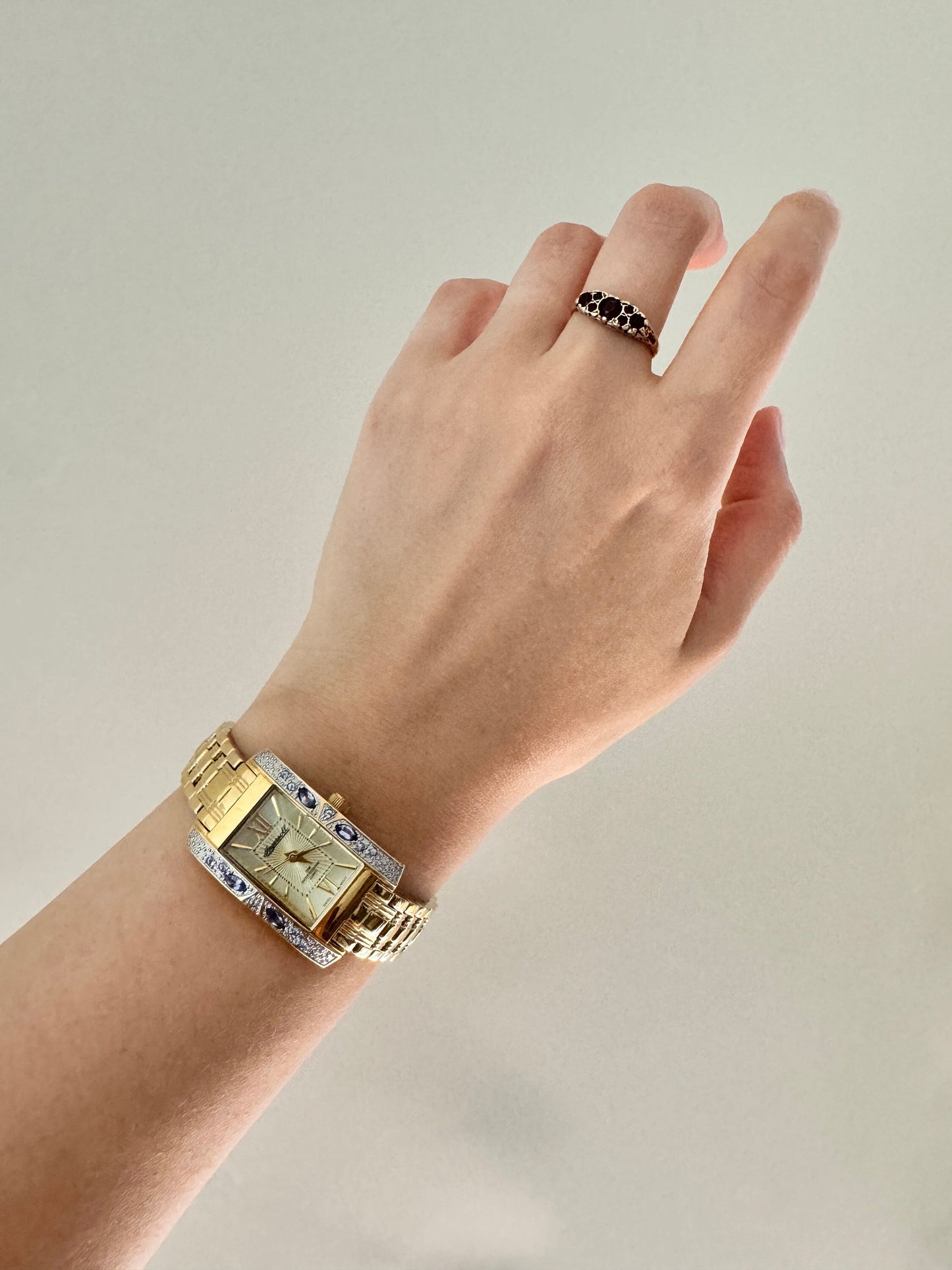 Vintage Roman Number Watch; Ingersoll Stone Watch; Rectangular Watch
