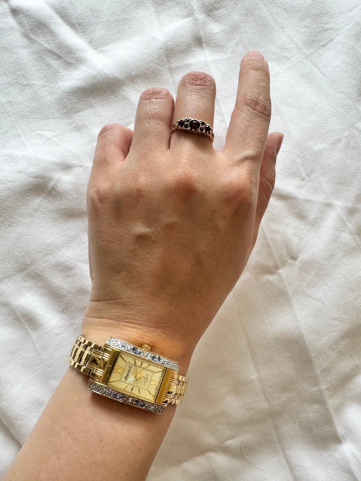 Vintage Roman Number Watch; Ingersoll Stone Watch; Rectangular Watch