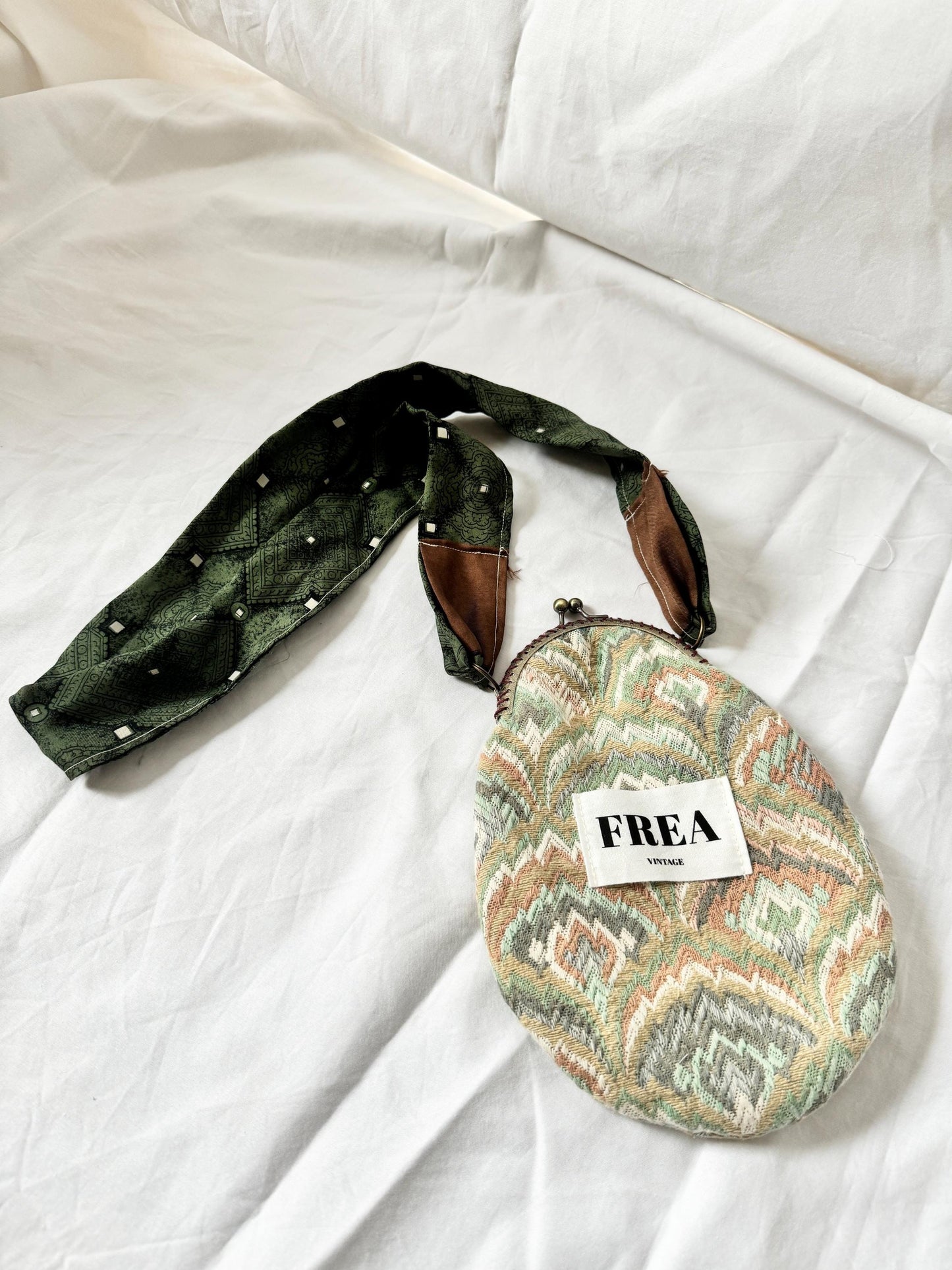 Reworked Clasp Phone Bag; Upcycled Vintage Crossbody Bag