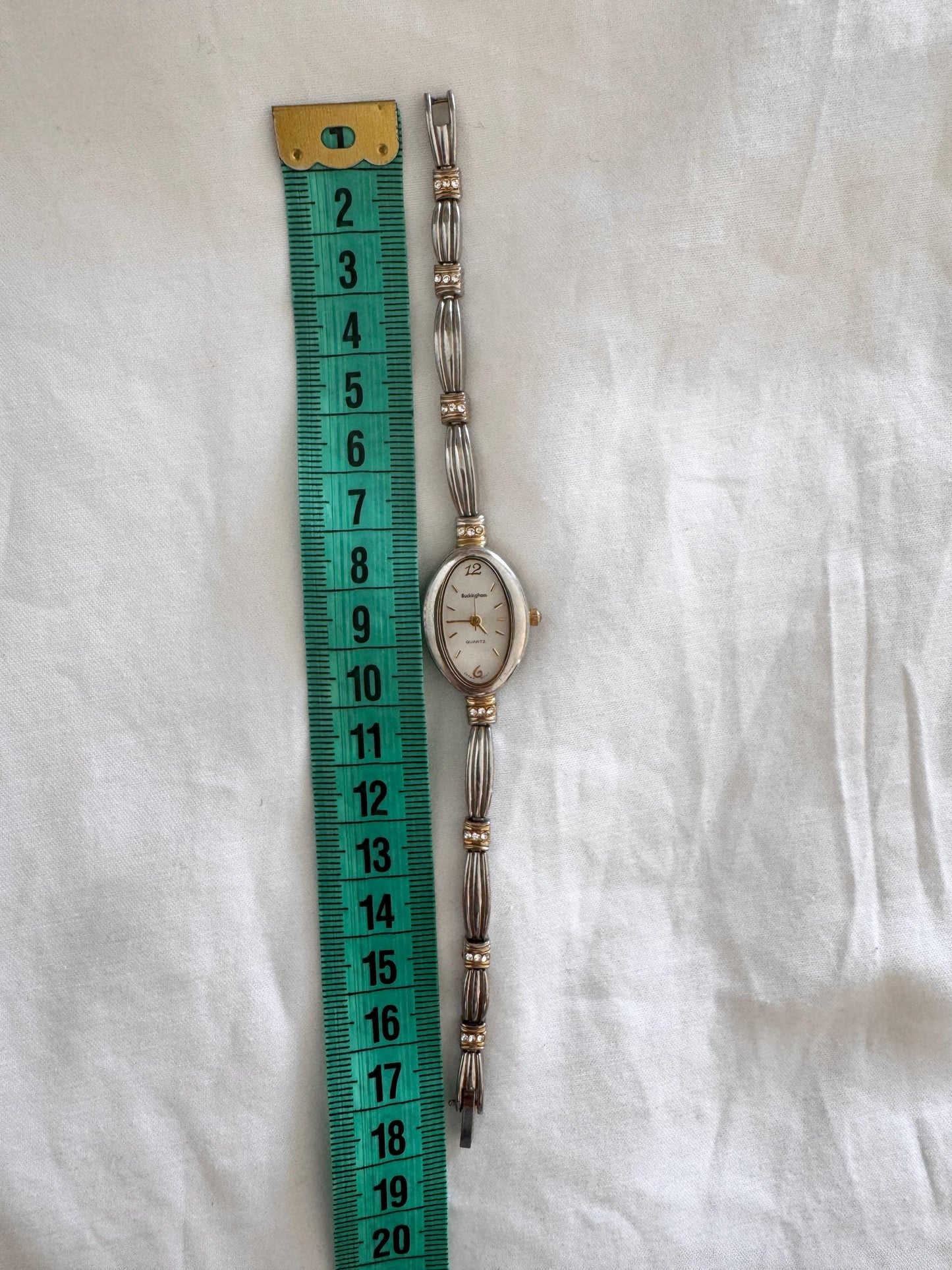 Dainty Bracelet Watch; Vintage Silver Stone Watch