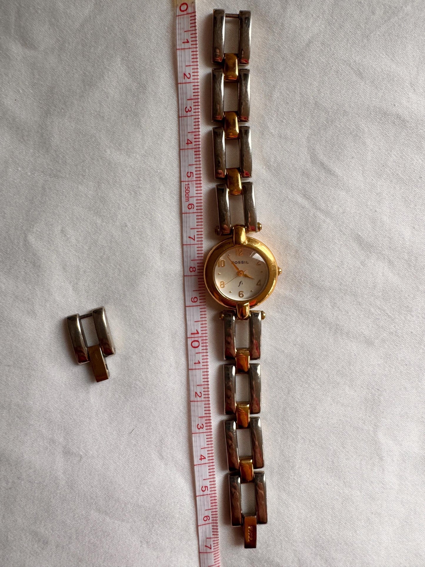 Chain Bracelet Watch; Vintage Gold Silver Stone Watch