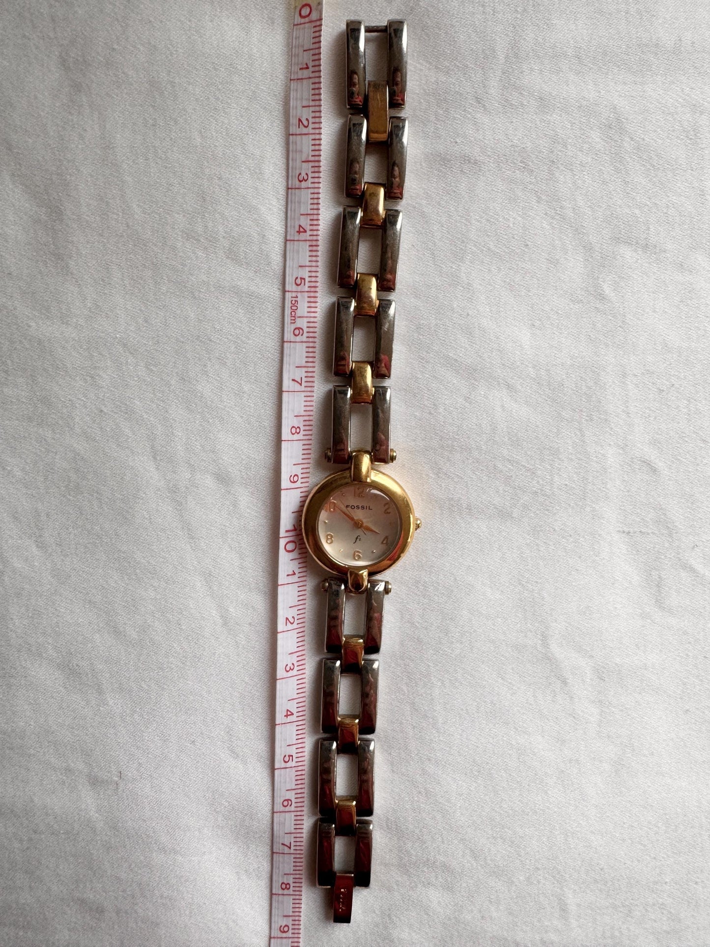 Chain Bracelet Watch; Vintage Gold Silver Stone Watch