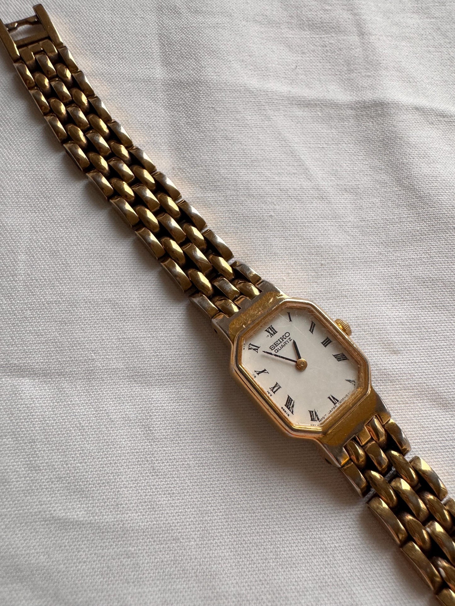 Seiko Vintage Square Watch; Dainty Roman Numeral Watch