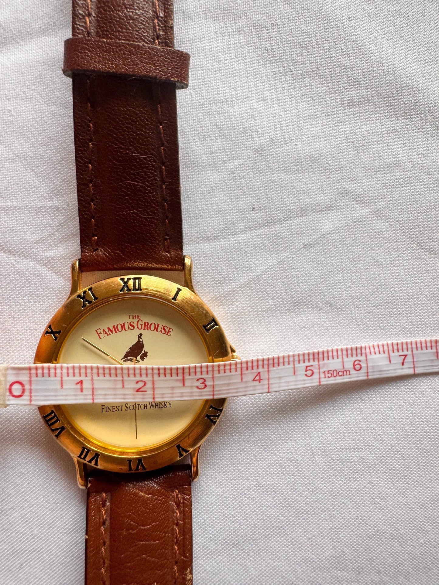 Vintage Famous Grouse Watch; 90s Brown Leather Watch