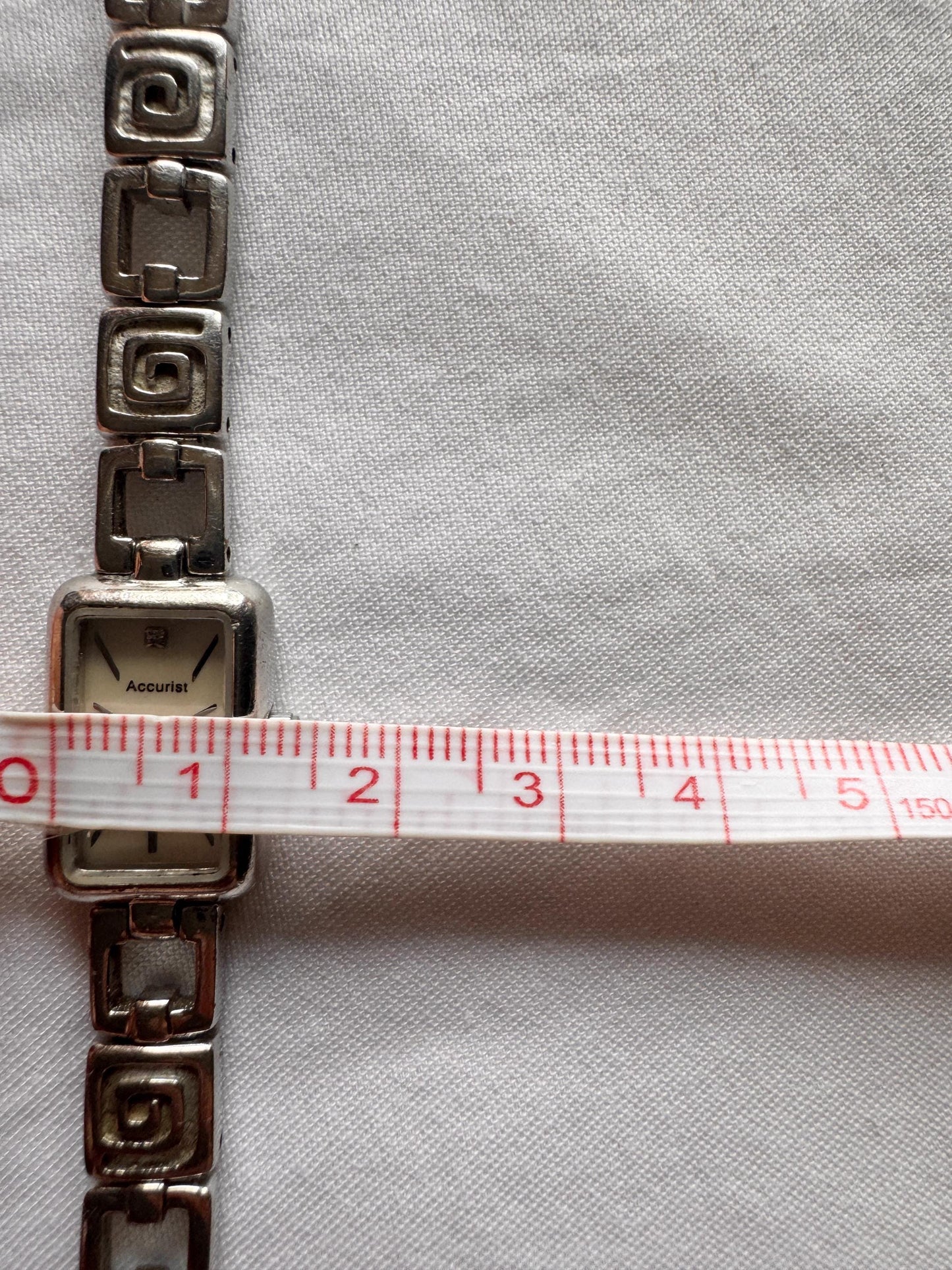 Dainty Square Watch; Vintage Silver Stone Watch