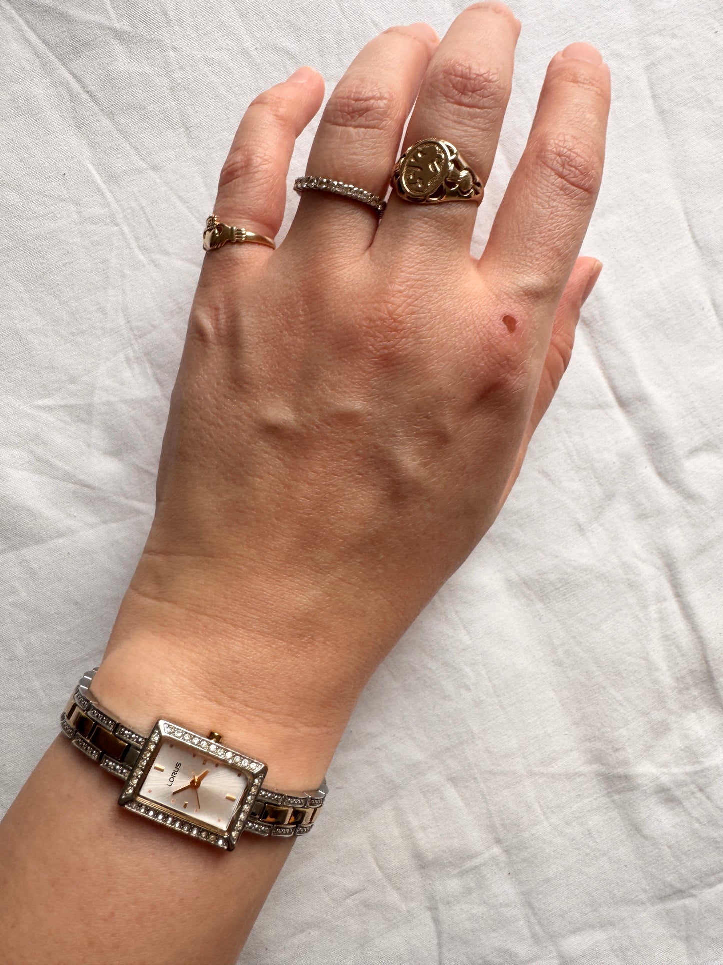Vintage Stone Watch; Bracelet Silver Watch