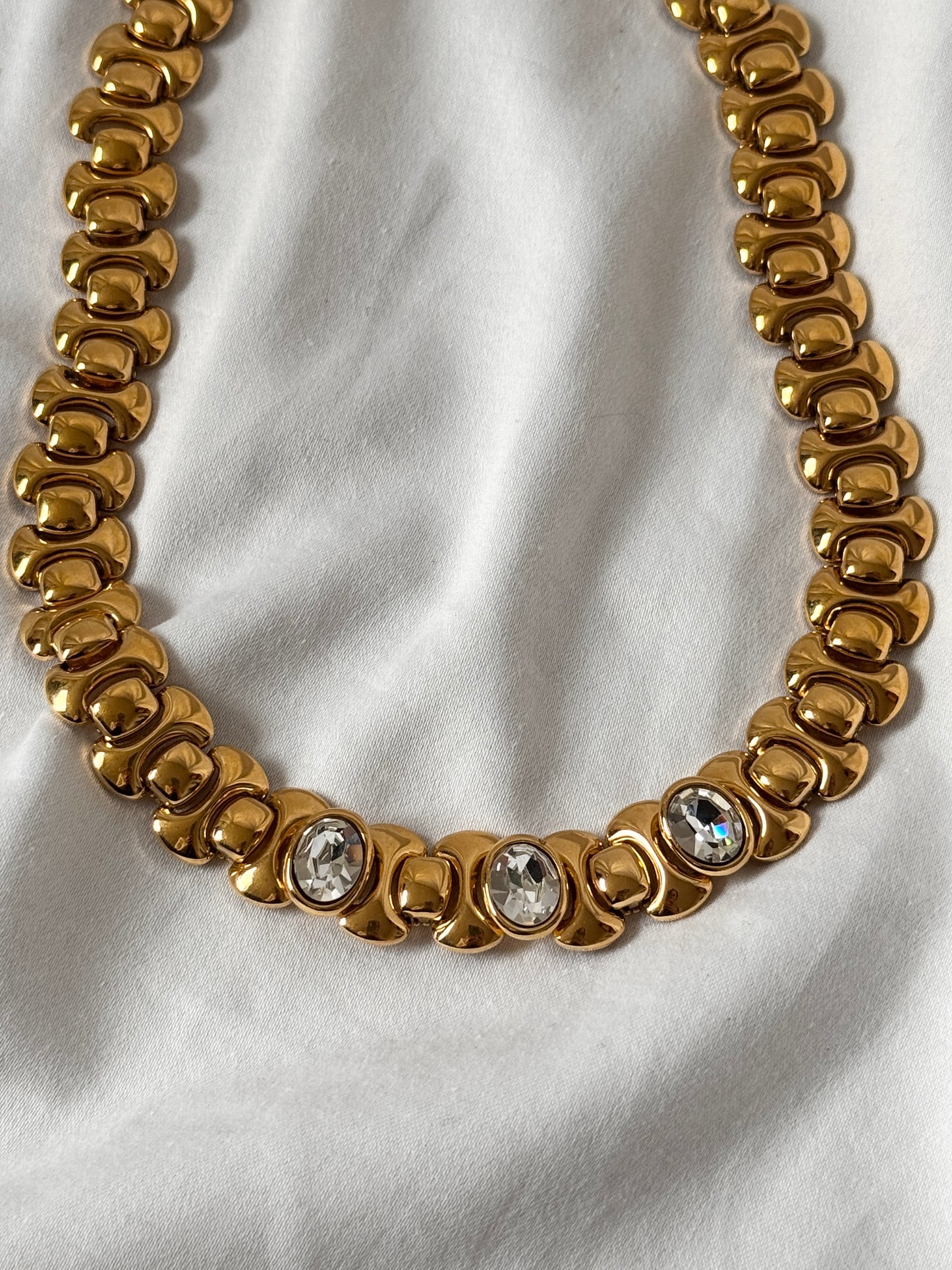 Vintage Braided Necklace; Stone Detailed Necklace