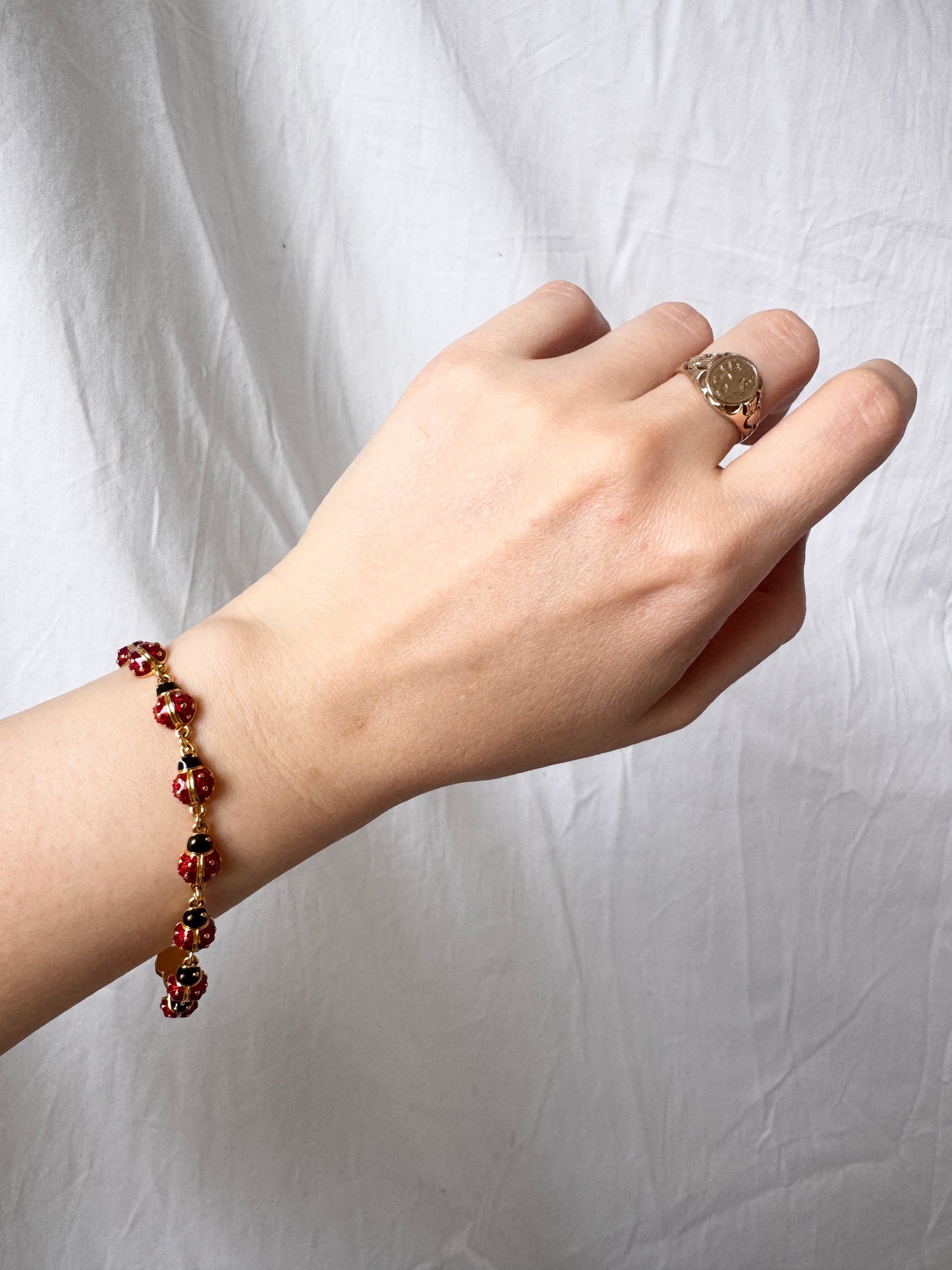 Joan Rivers Ladybird Bracelet; Enamelled Ladybug