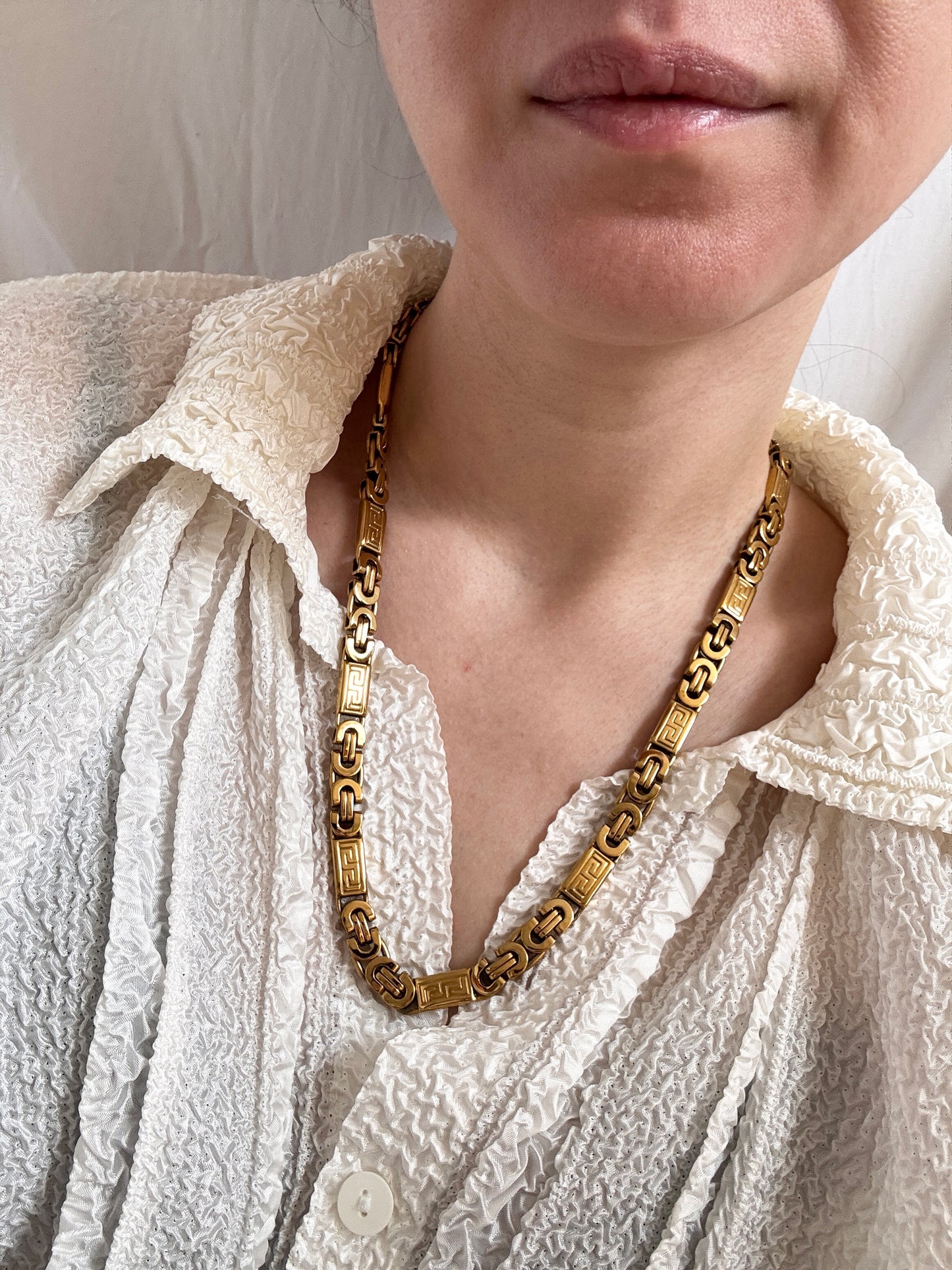 Vintage Egyptian Braided Necklace and Bracelet; 18K Gold Filled Jewellery