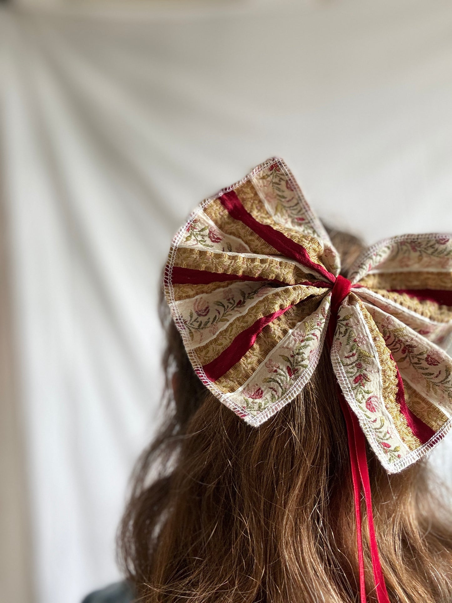Reworked Christmas Bows; Red Bows with Velvet Ties
