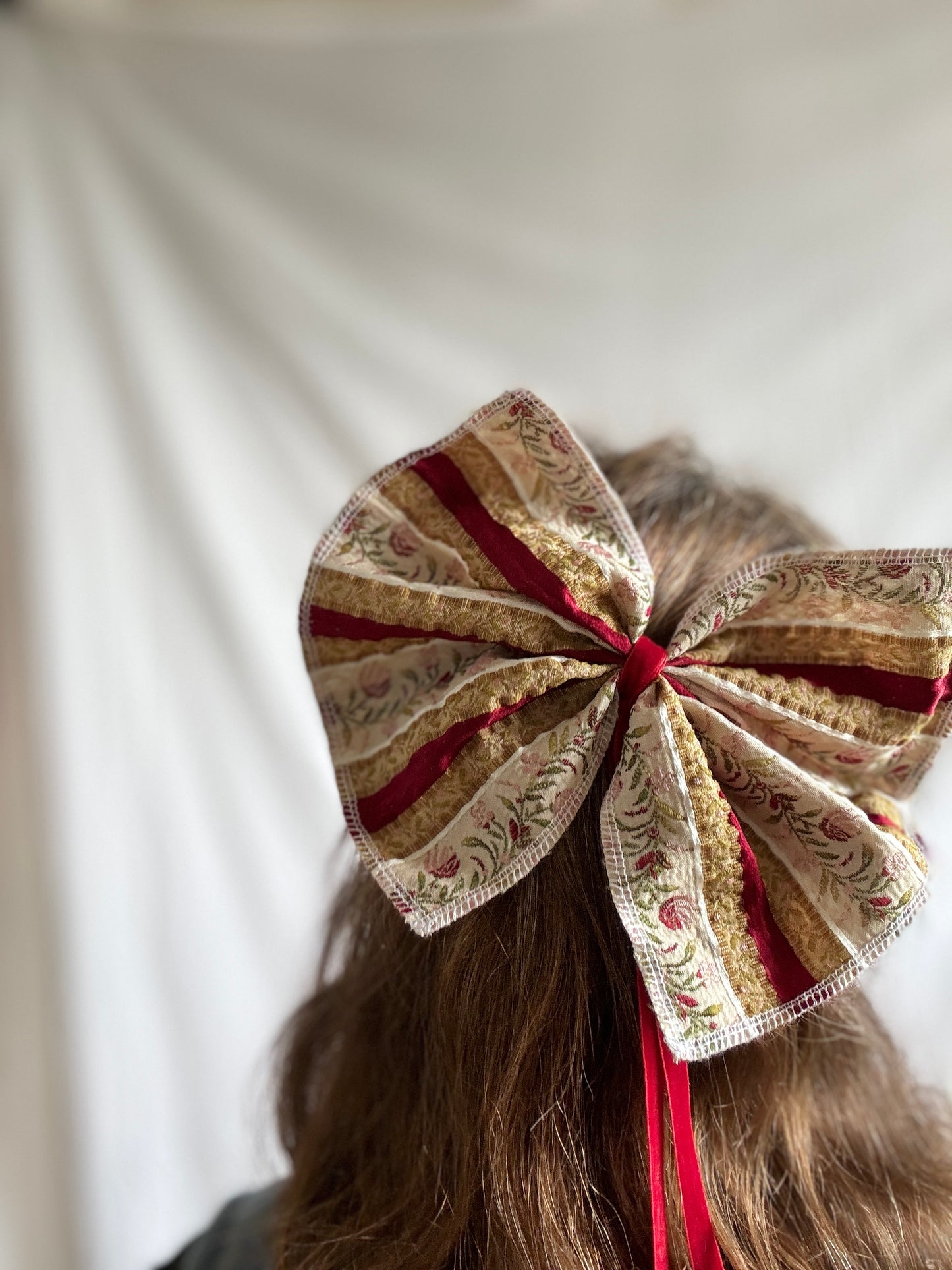 Reworked Christmas Bows; Red Bows with Velvet Ties