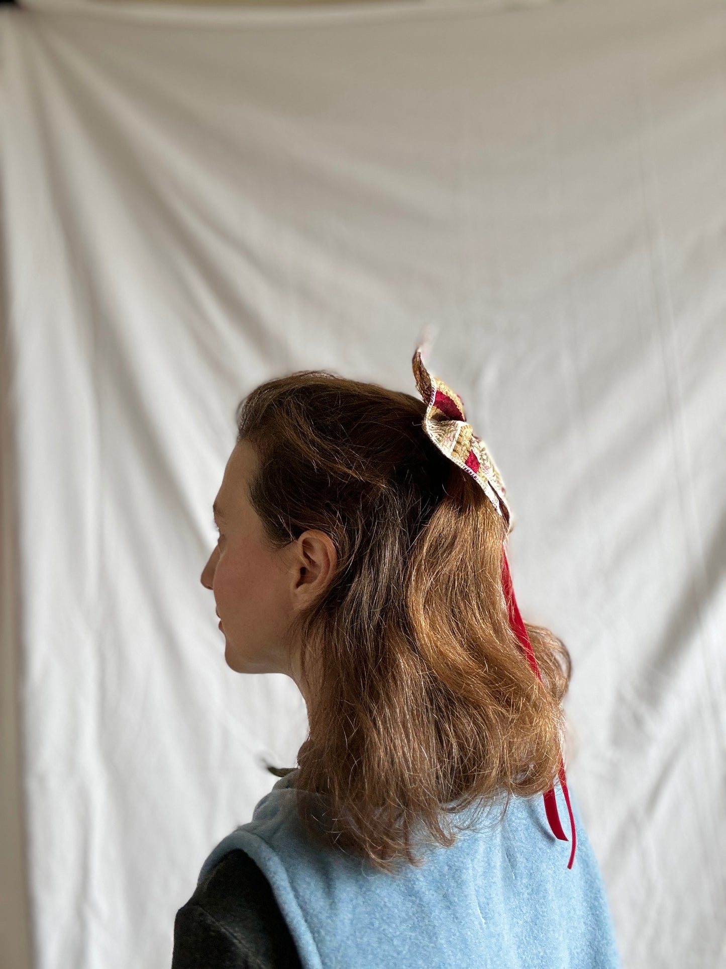 Reworked Christmas Bows; Red Bows with Velvet Ties
