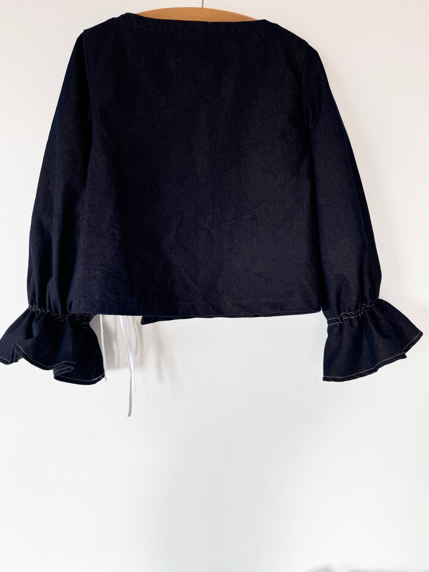 One of A Kind Embroidered Blouse; Rework Tie Front Blouse