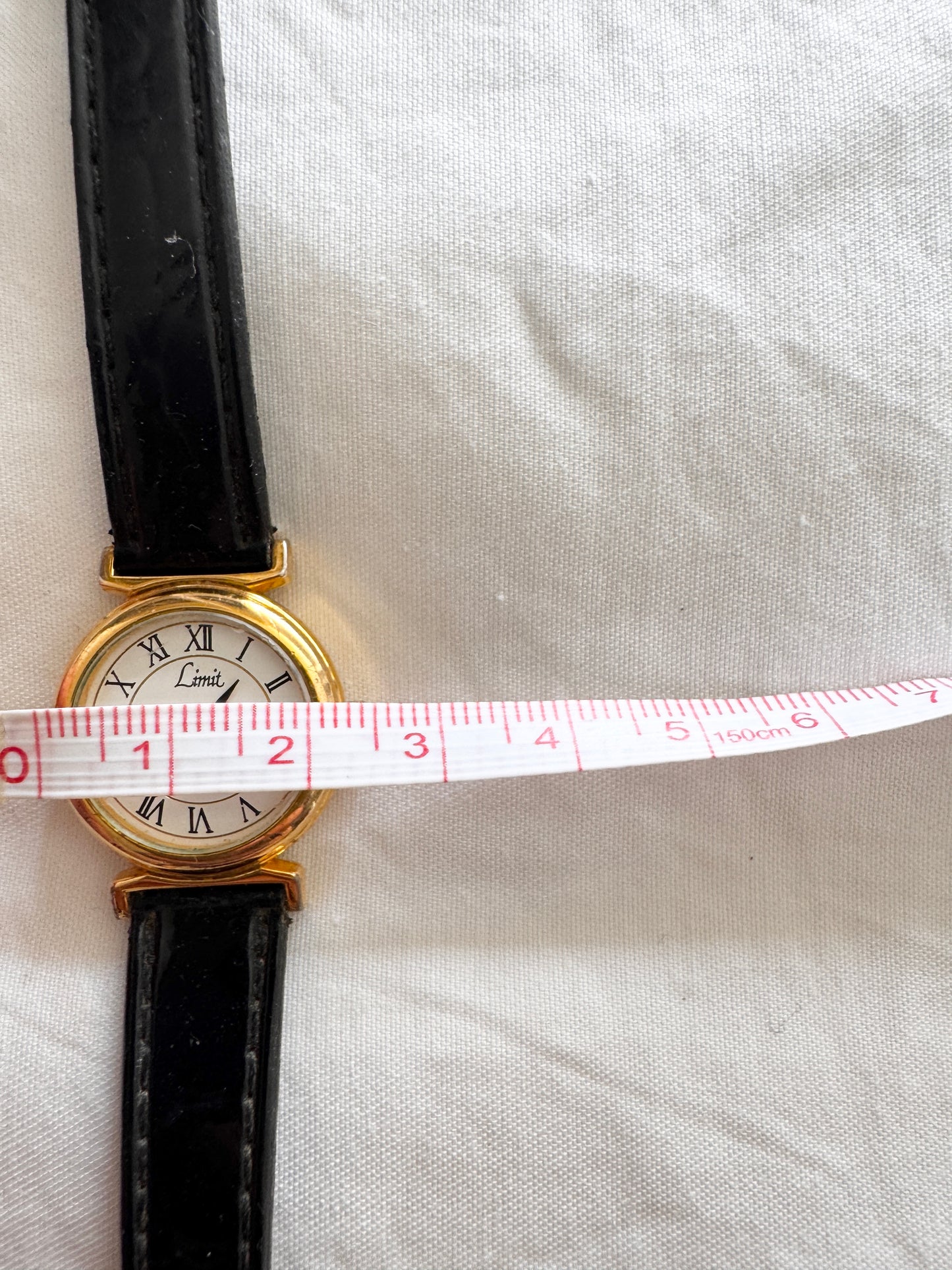 Vintage Roman Numeral Watch; Black Leather Watch