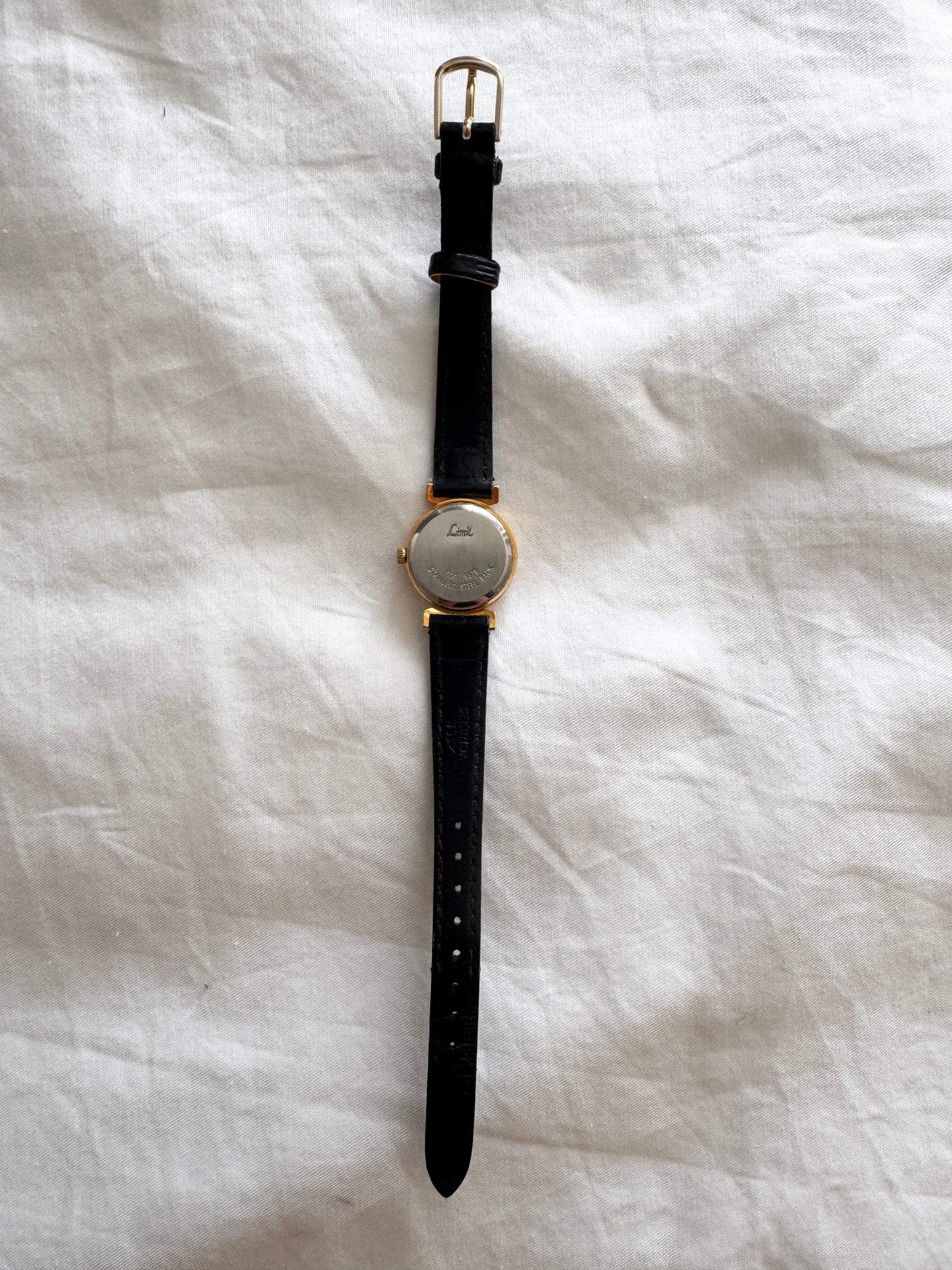 Vintage Roman Numeral Watch; Black Leather Watch