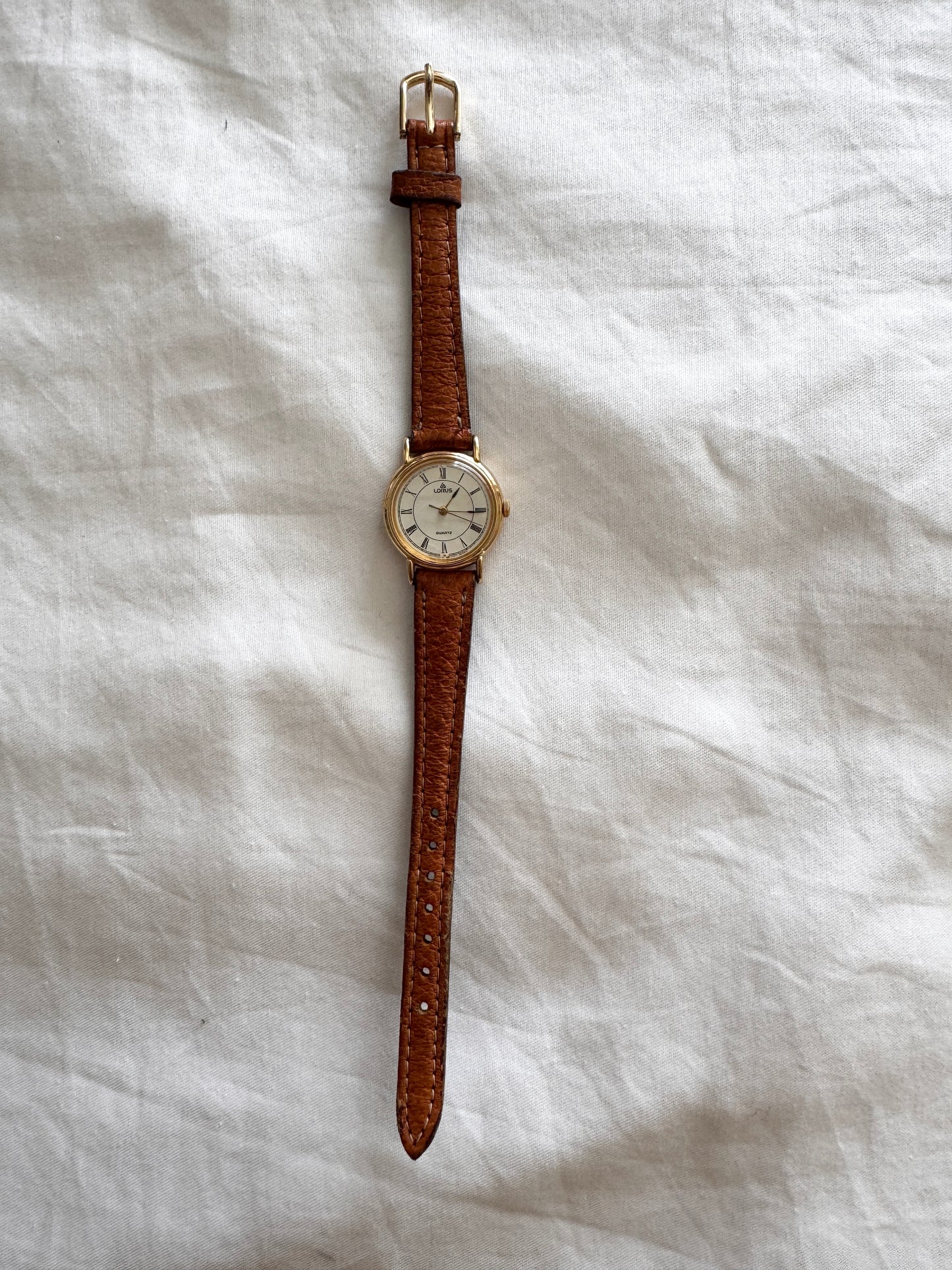 Vintage Roman Numeral Watch; Black Leather Watch