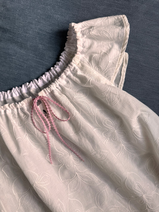 Reworked Flowy Top; Embroidered Handmade Top; Cottagecore Blouse
