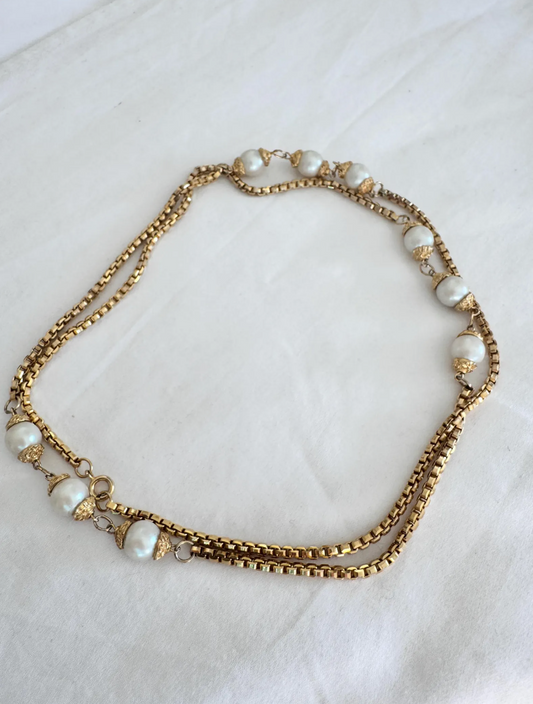 Vintage Pearl Braided Necklace; 80s Necklace