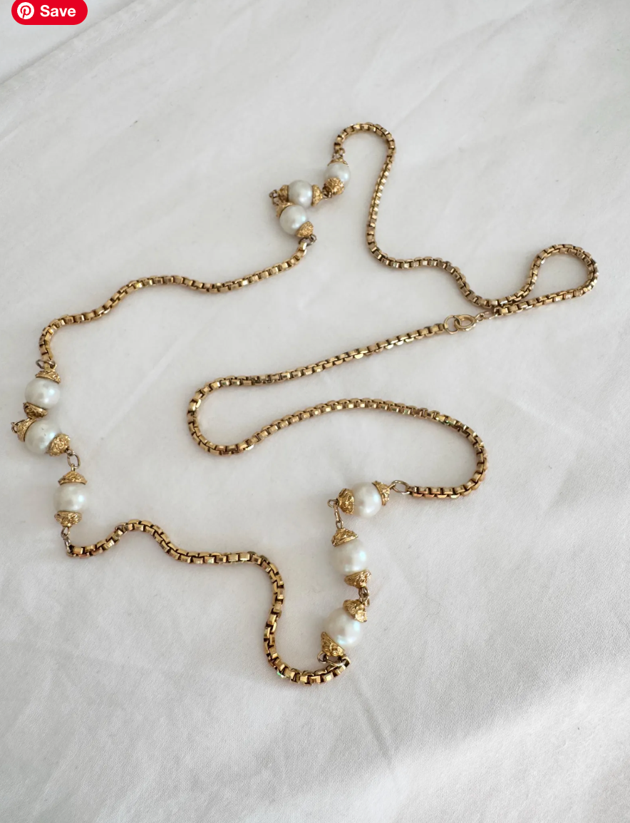Vintage Pearl Braided Necklace; 80s Necklace