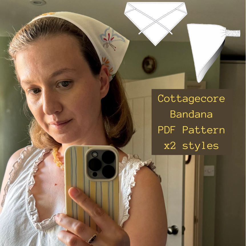 Bandana Sewing Pattern PDF; Bandana Scarf Digital Download; Headband PDF; Headscarf Pattern