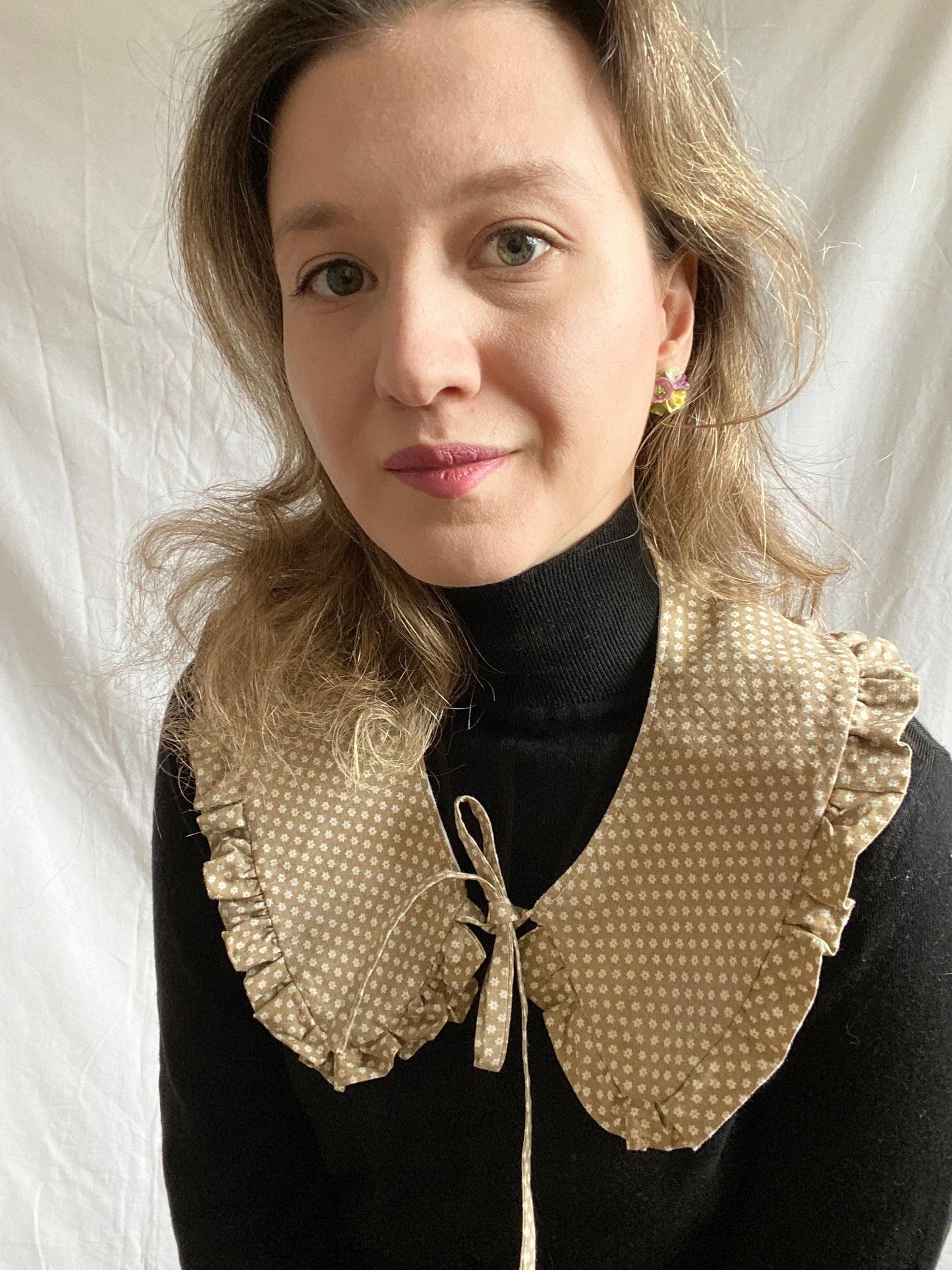 Upcycled Collar; Cotton Removable Collar; Easter Frilled Collar