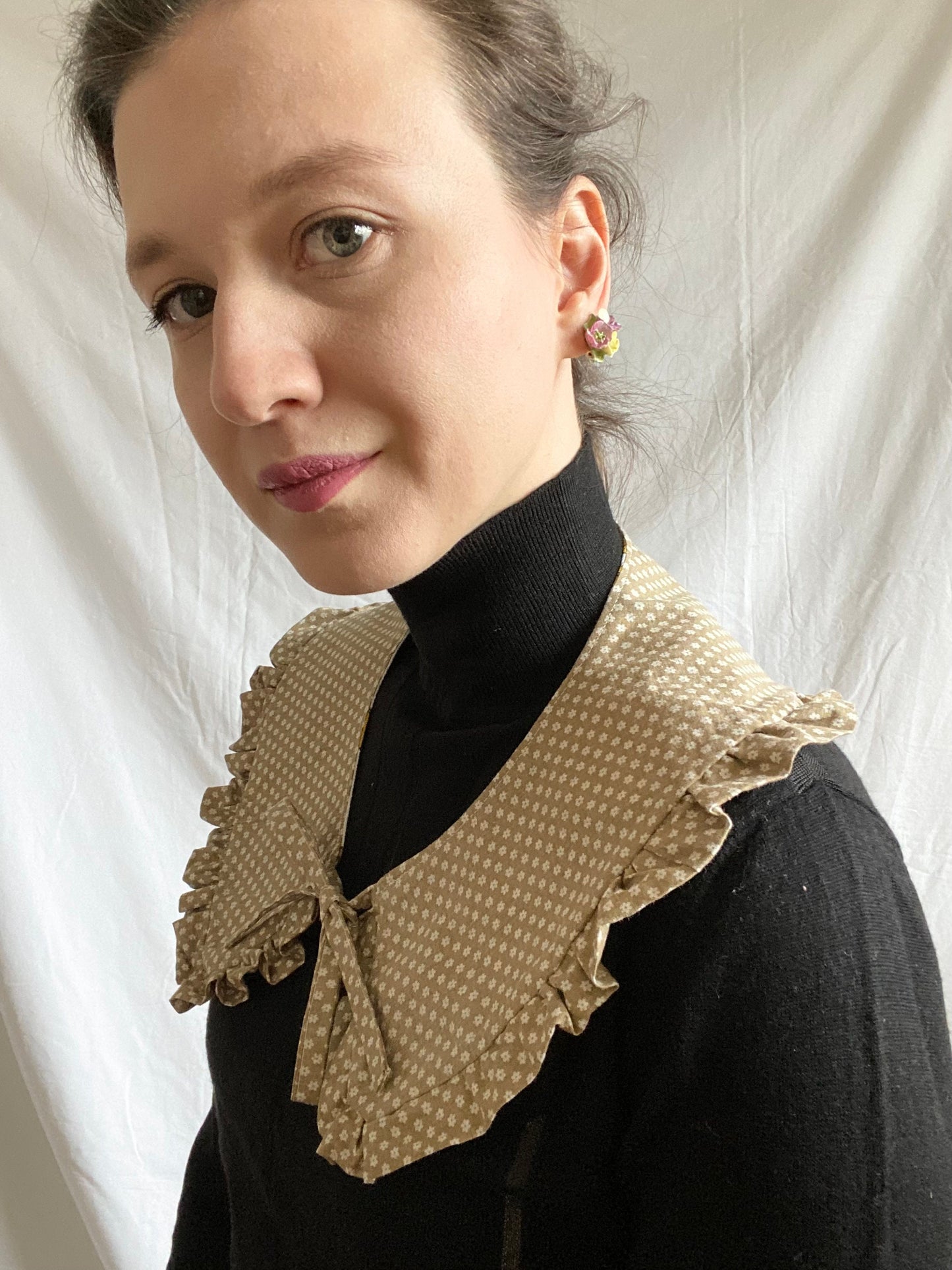 Upcycled Collar; Cotton Removable Collar; Easter Frilled Collar